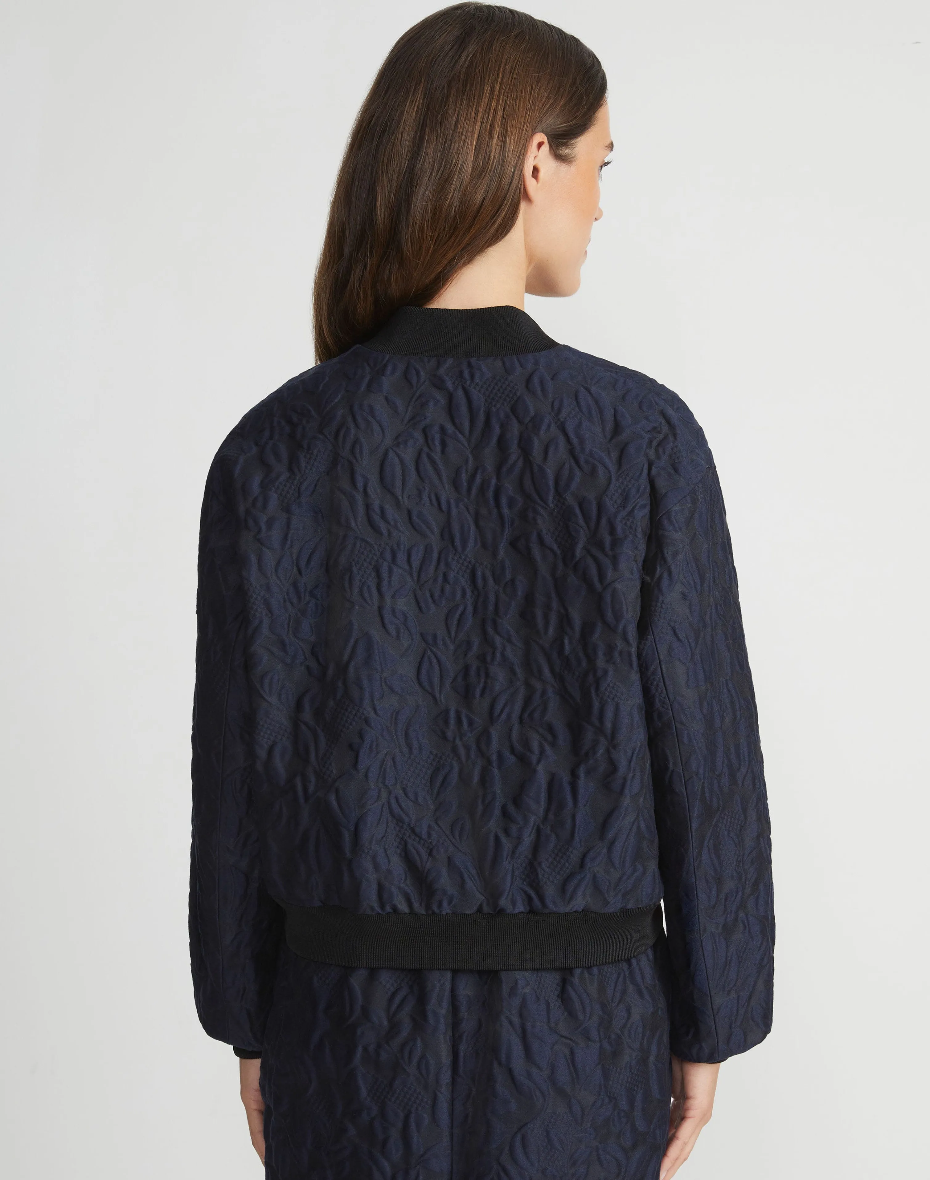 Flora Bloom Cloqué Jacquard Cotton-Silk Bomber Jacket