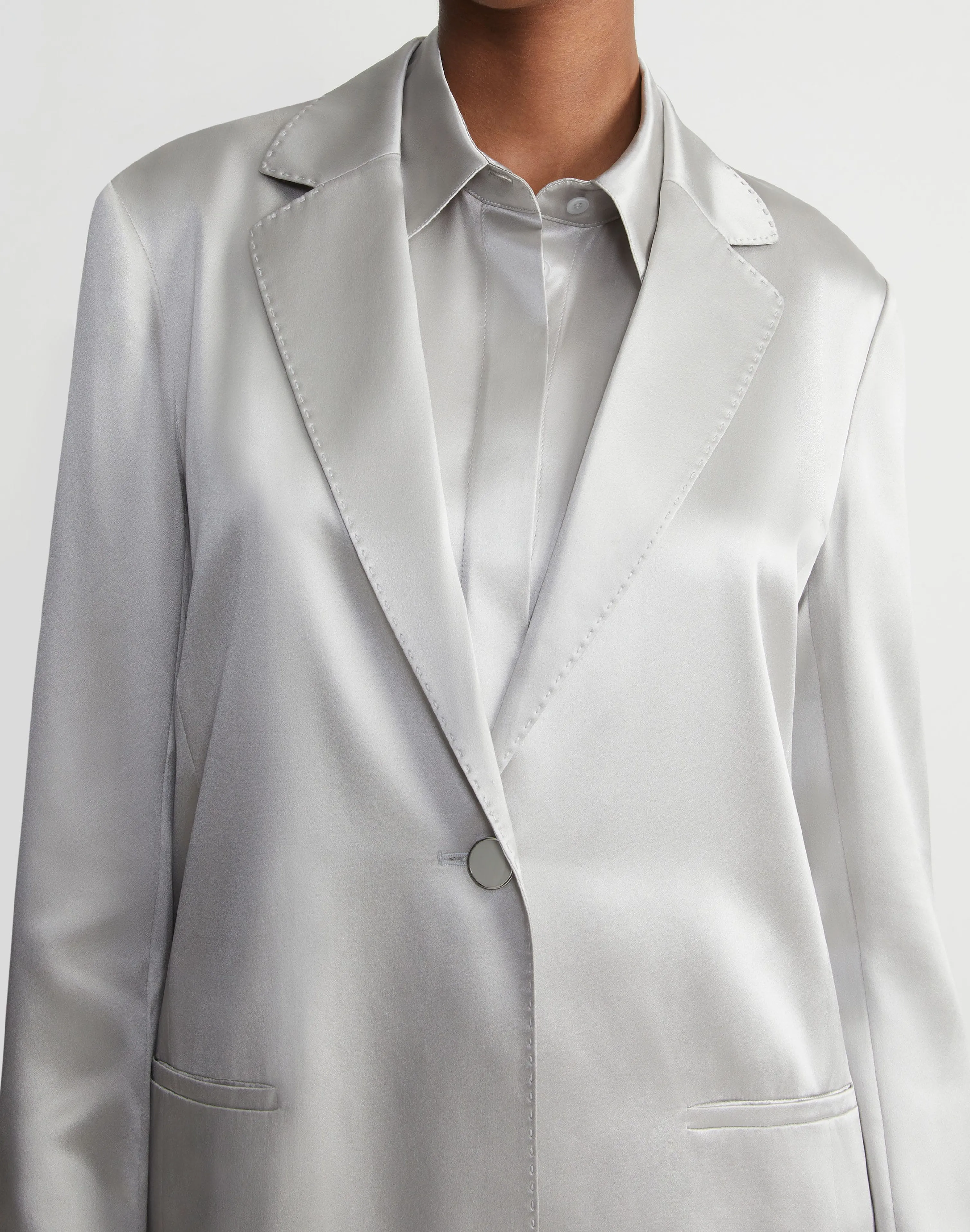 Satin Single Button Blazer