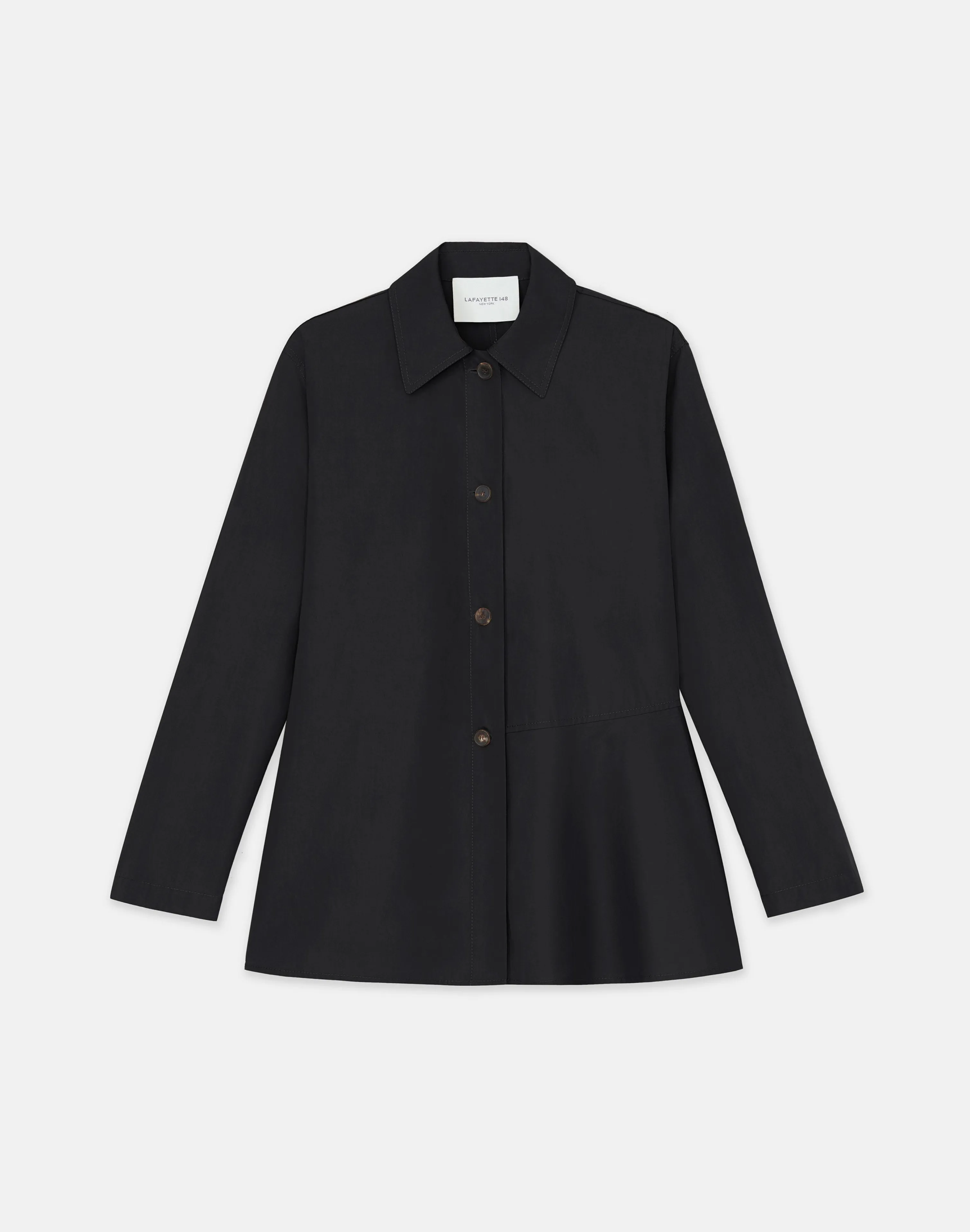 Organic Cotton Poplin Flounced Shirt Jacket