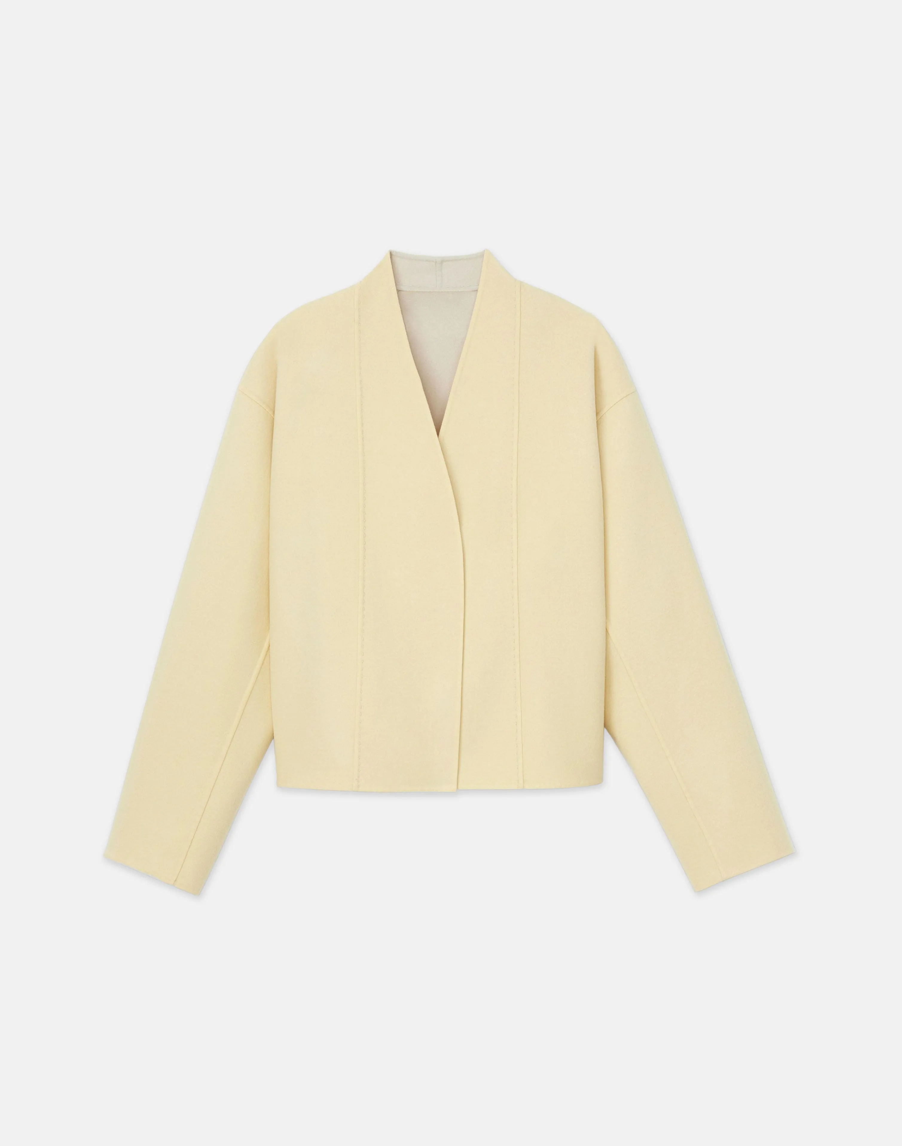 Wool-Silk Double Face Reversible Open Front Jacket