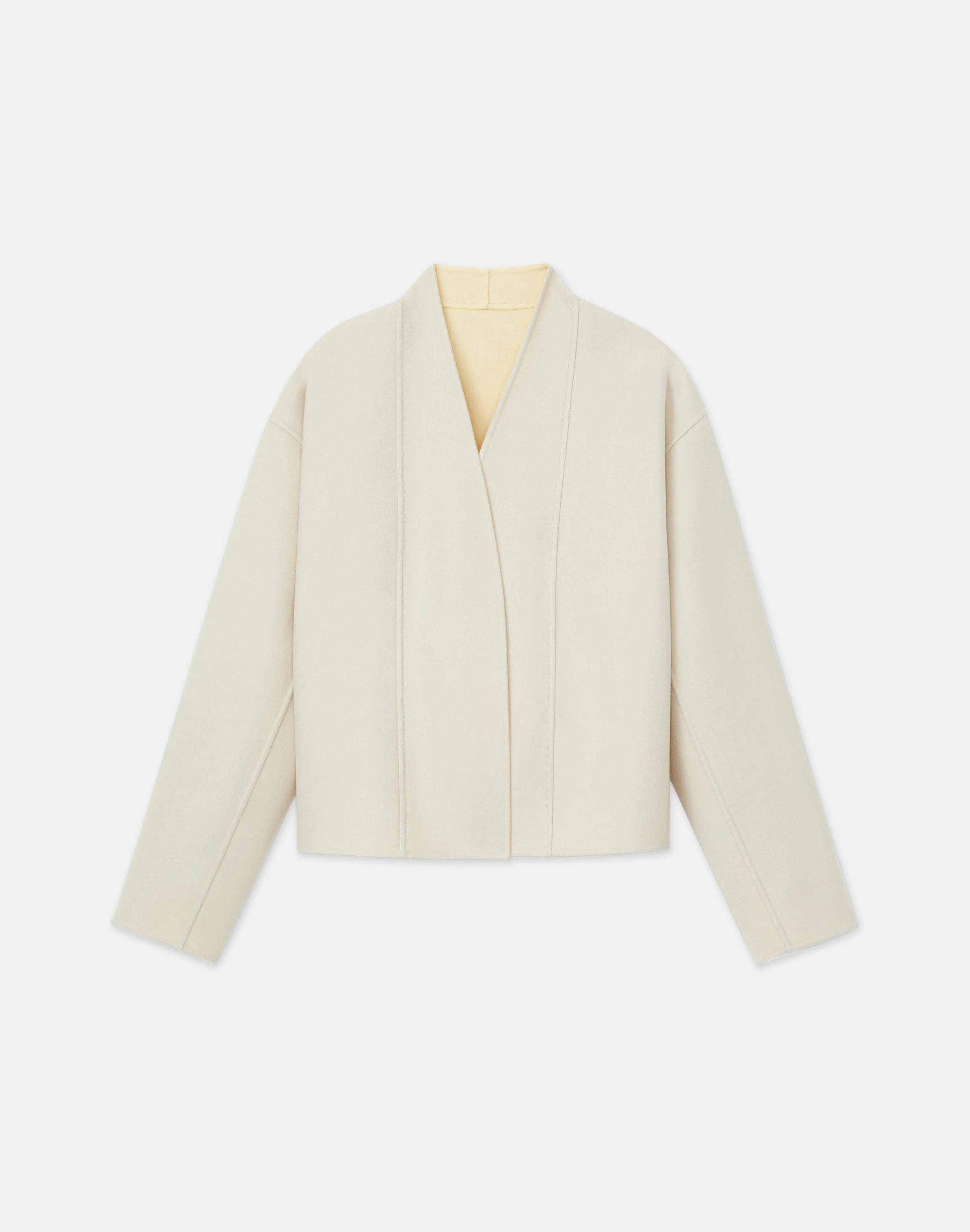 Wool-Silk Double Face Reversible Open Front Jacket