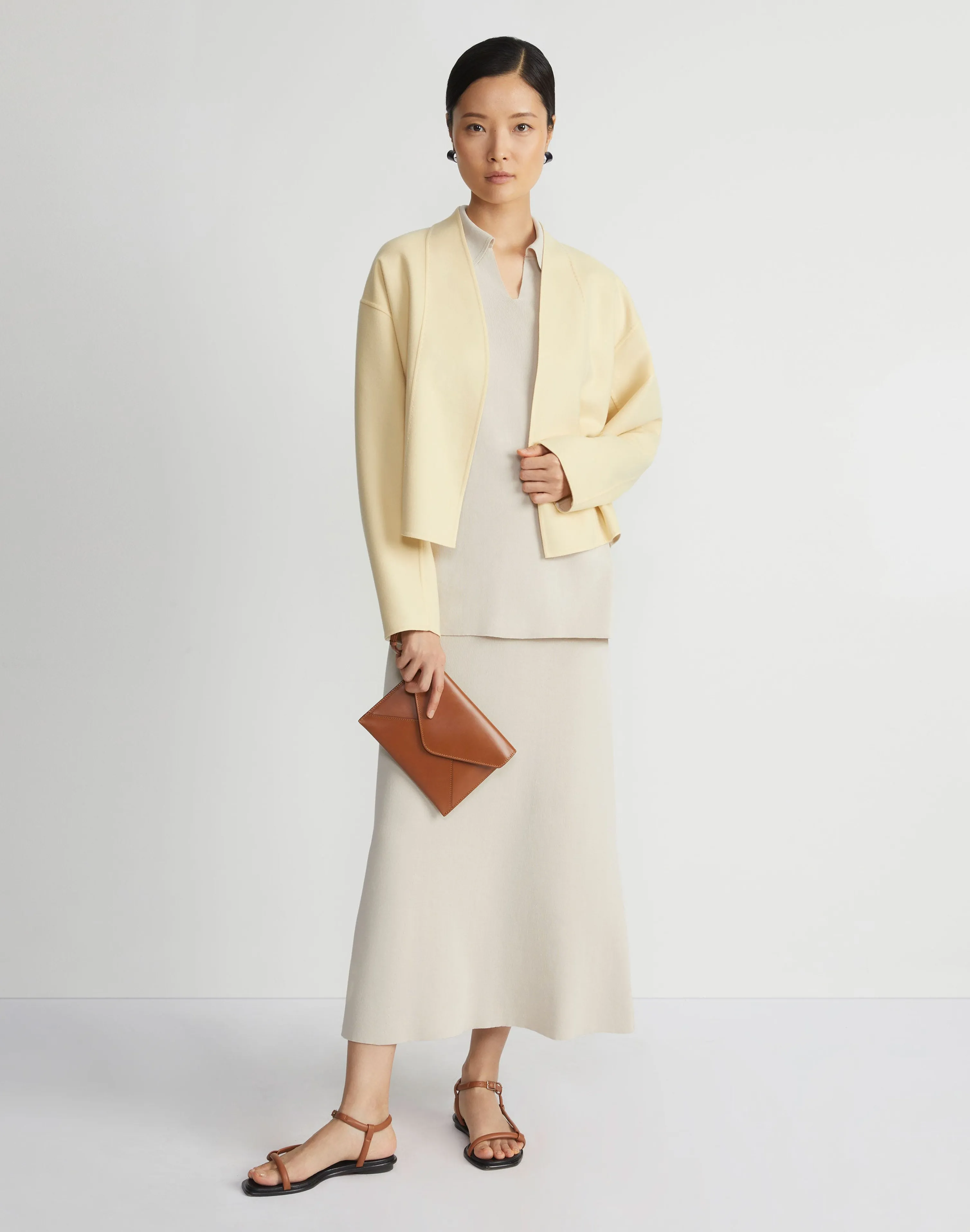 Wool-Silk Double Face Reversible Open Front Jacket