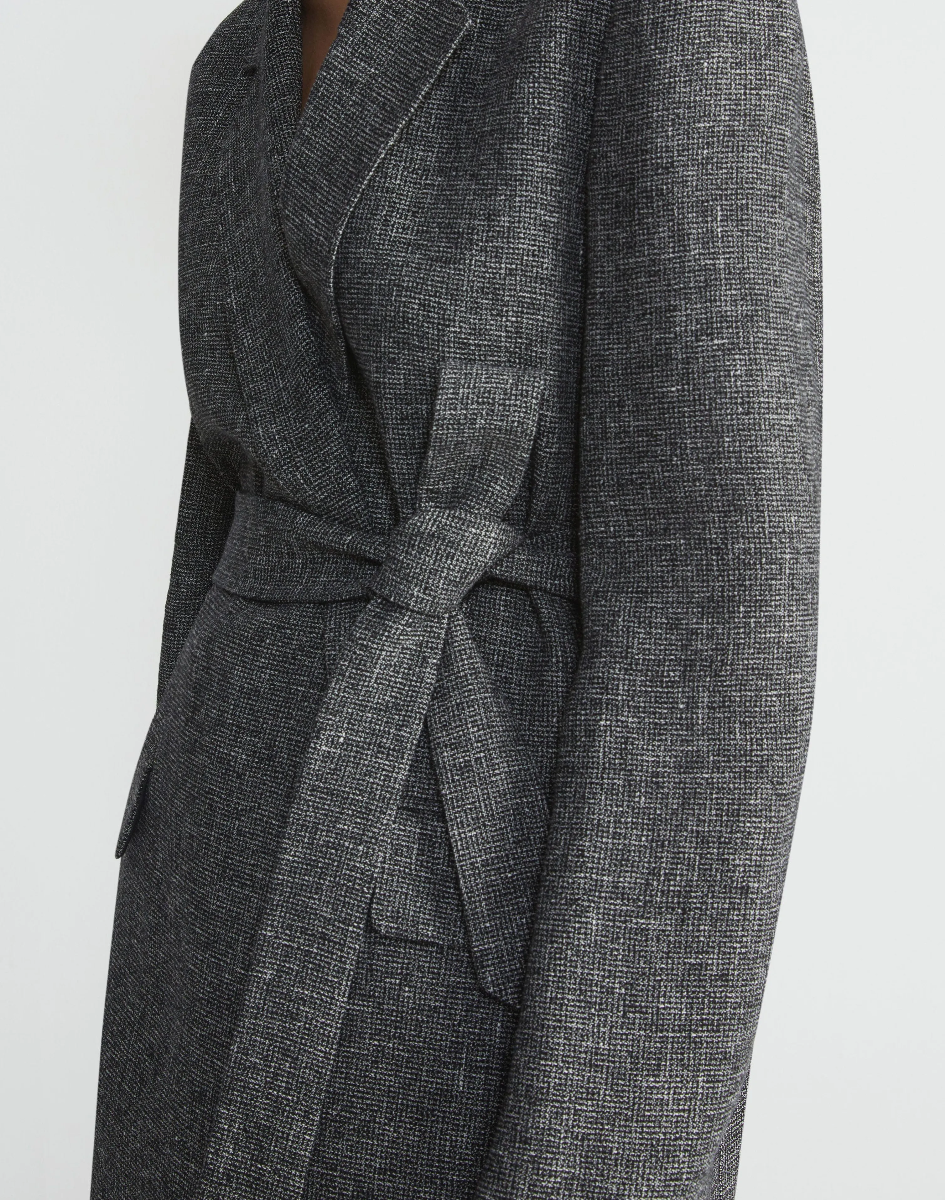 Marled Linen Basketweave Belted Blazer