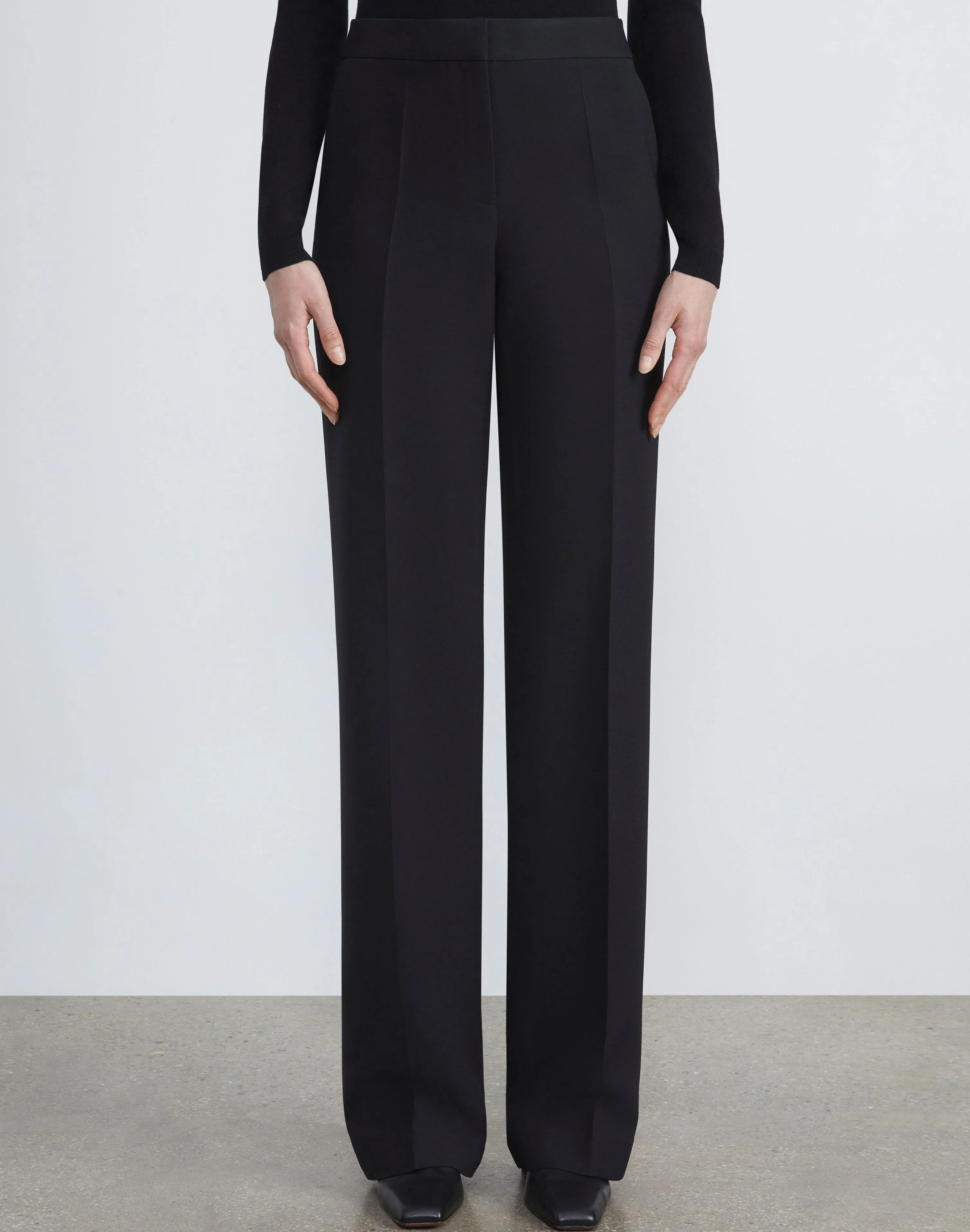 Wool-Silk Crepe Gates Pant