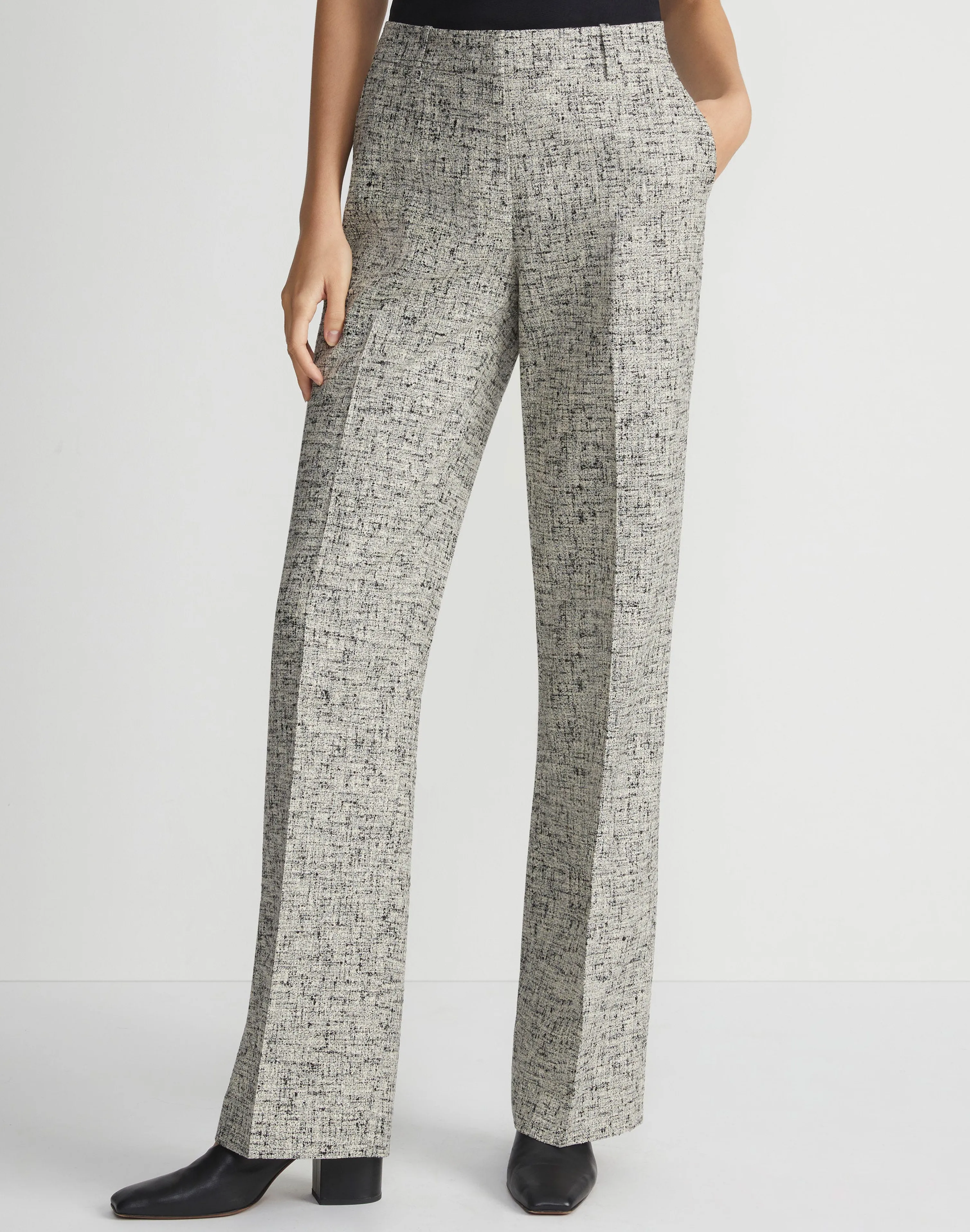 Linen-Cotton Bouclé Tweed Gates Pant