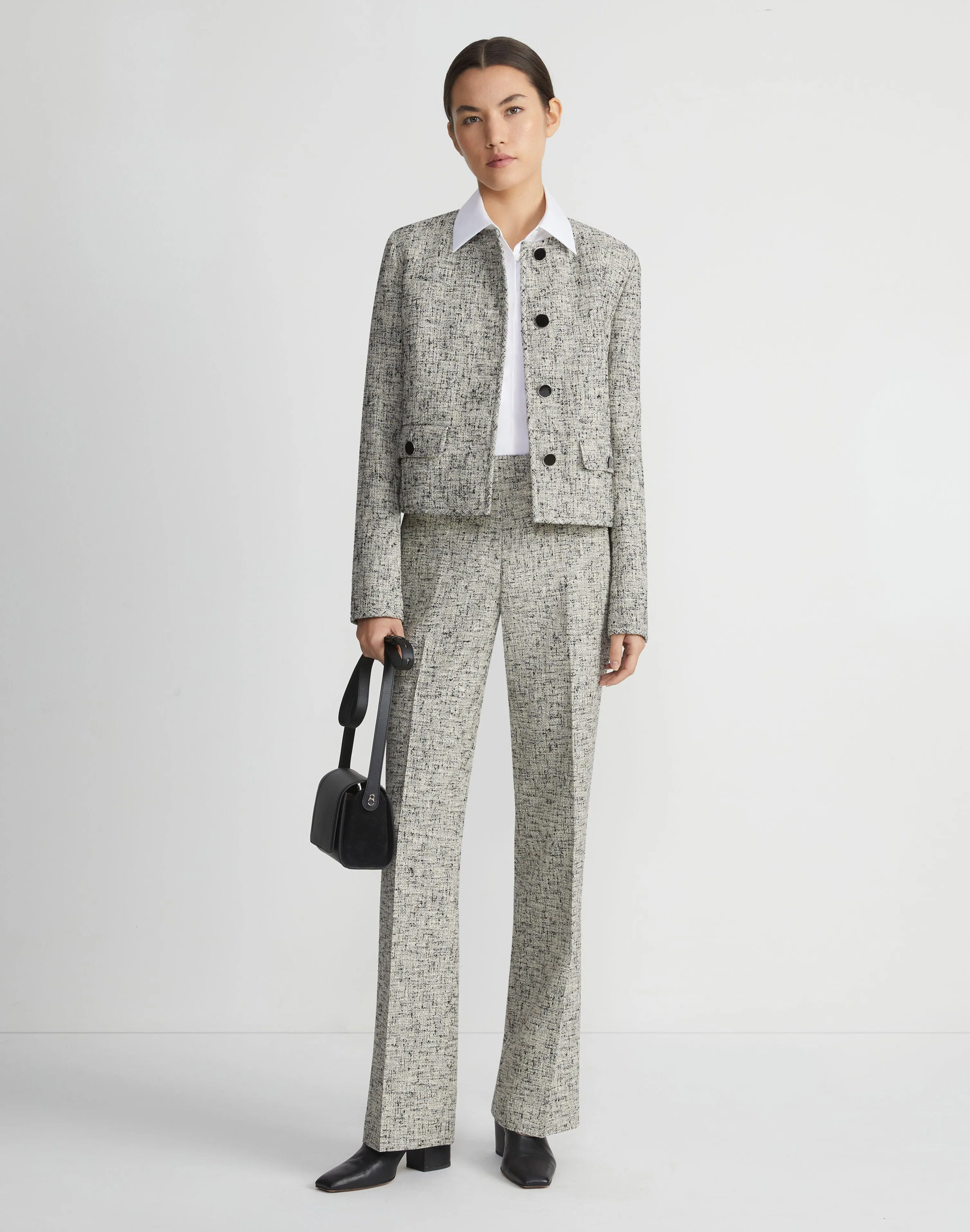 Linen-Cotton Bouclé Tweed Gates Pant