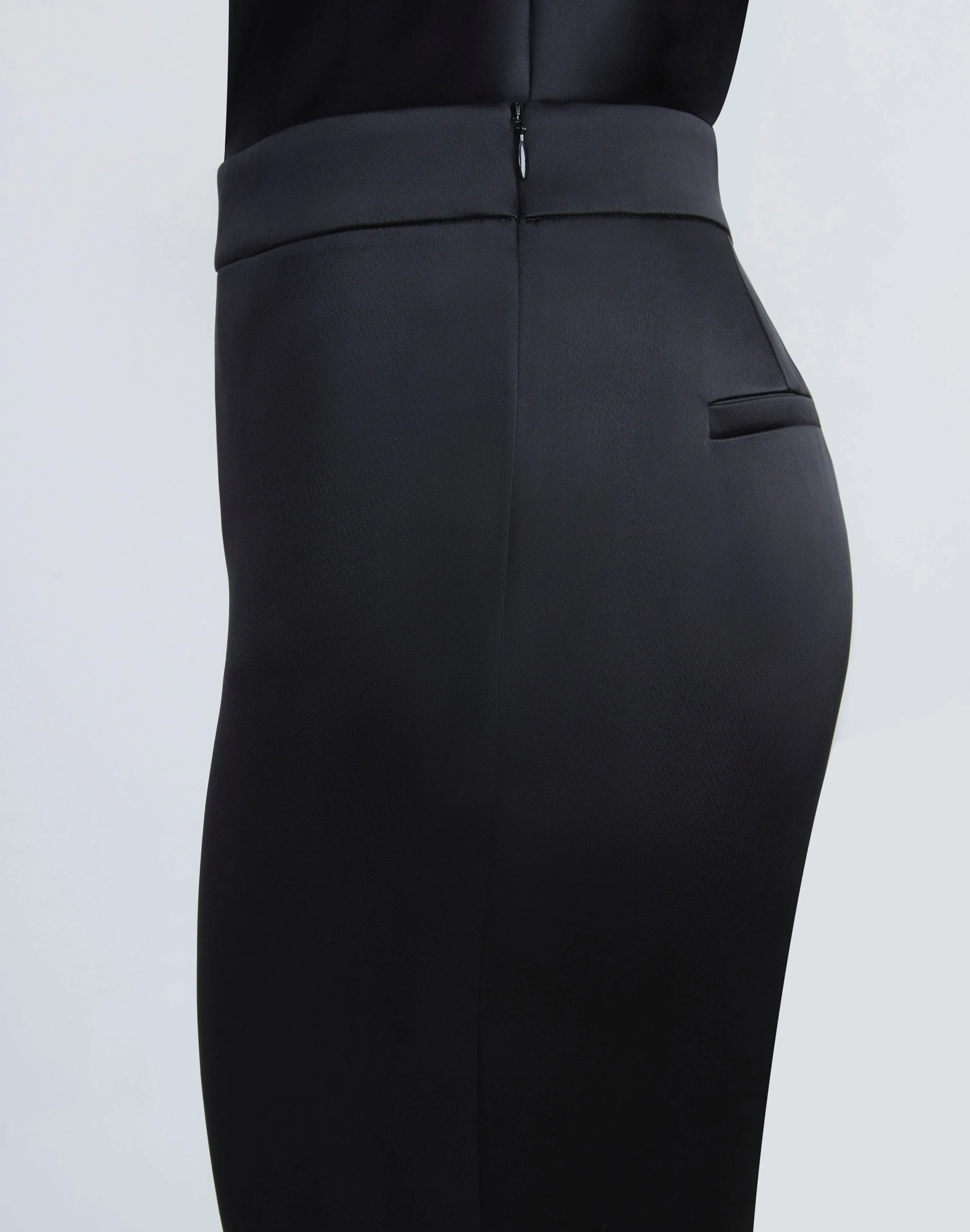 Satin Gates Side Zip Flared Pant