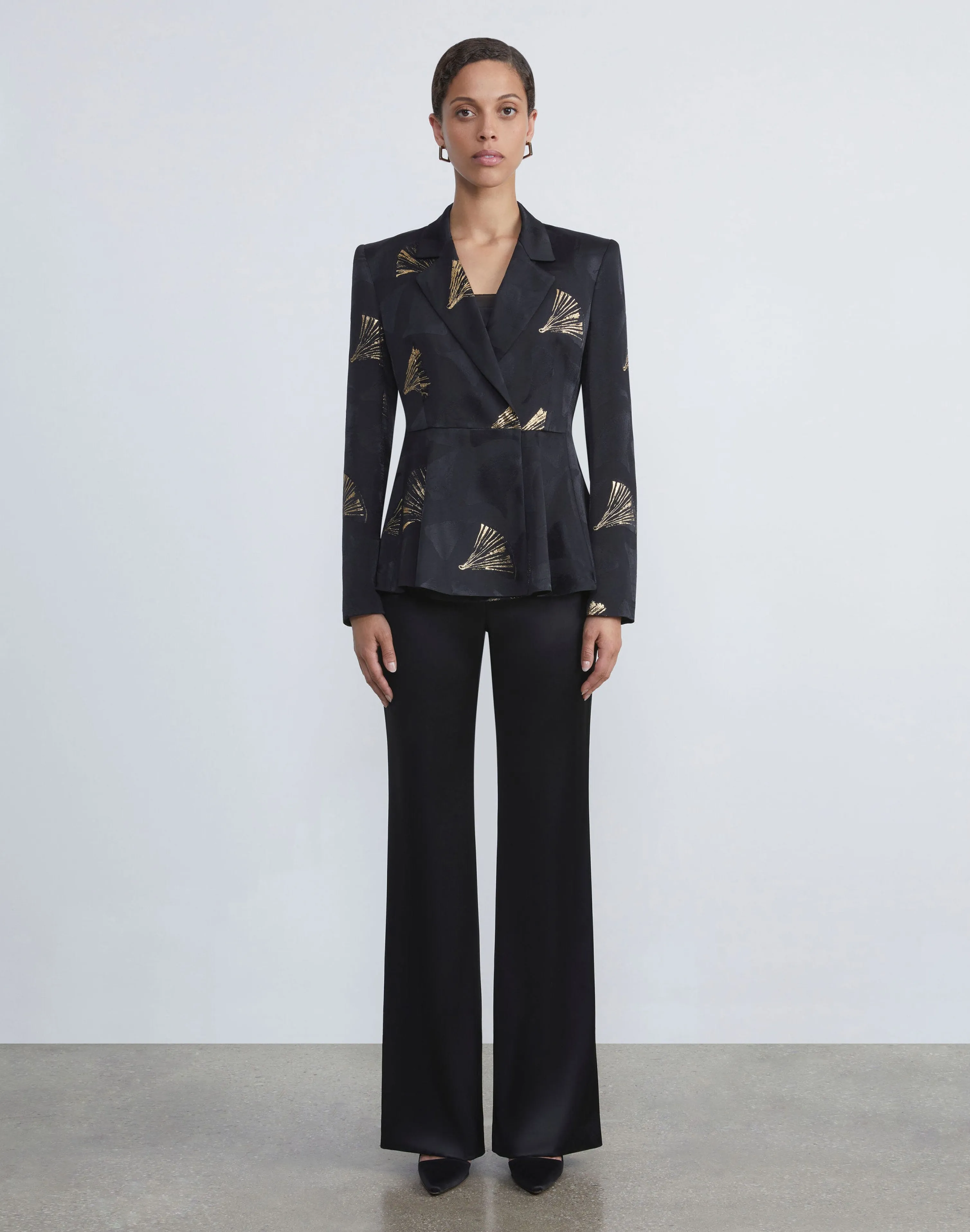 Satin Gates Side Zip Flared Pant