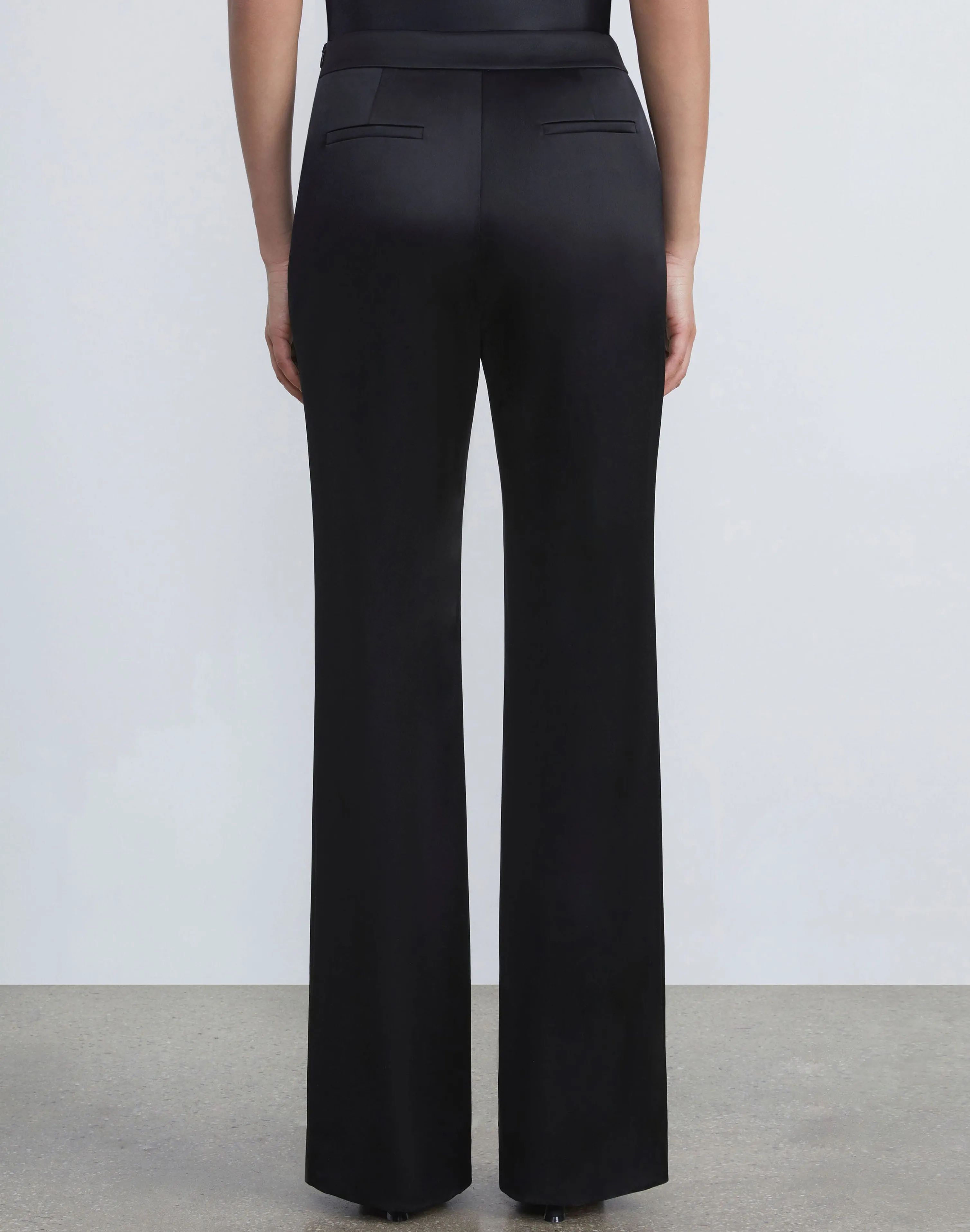 Satin Gates Side Zip Flared Pant