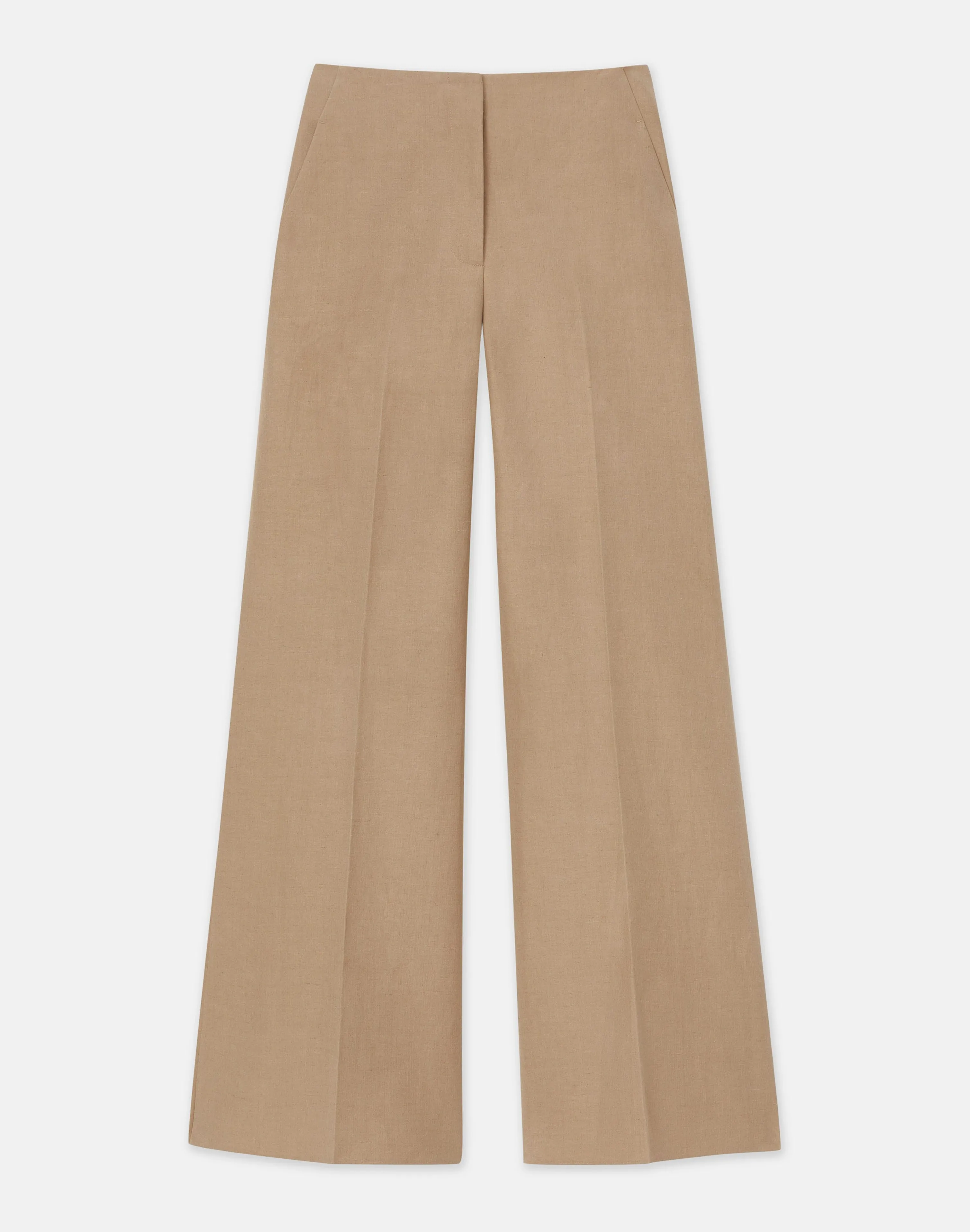 Silk-Linen Franklin Split Wide Leg Pant