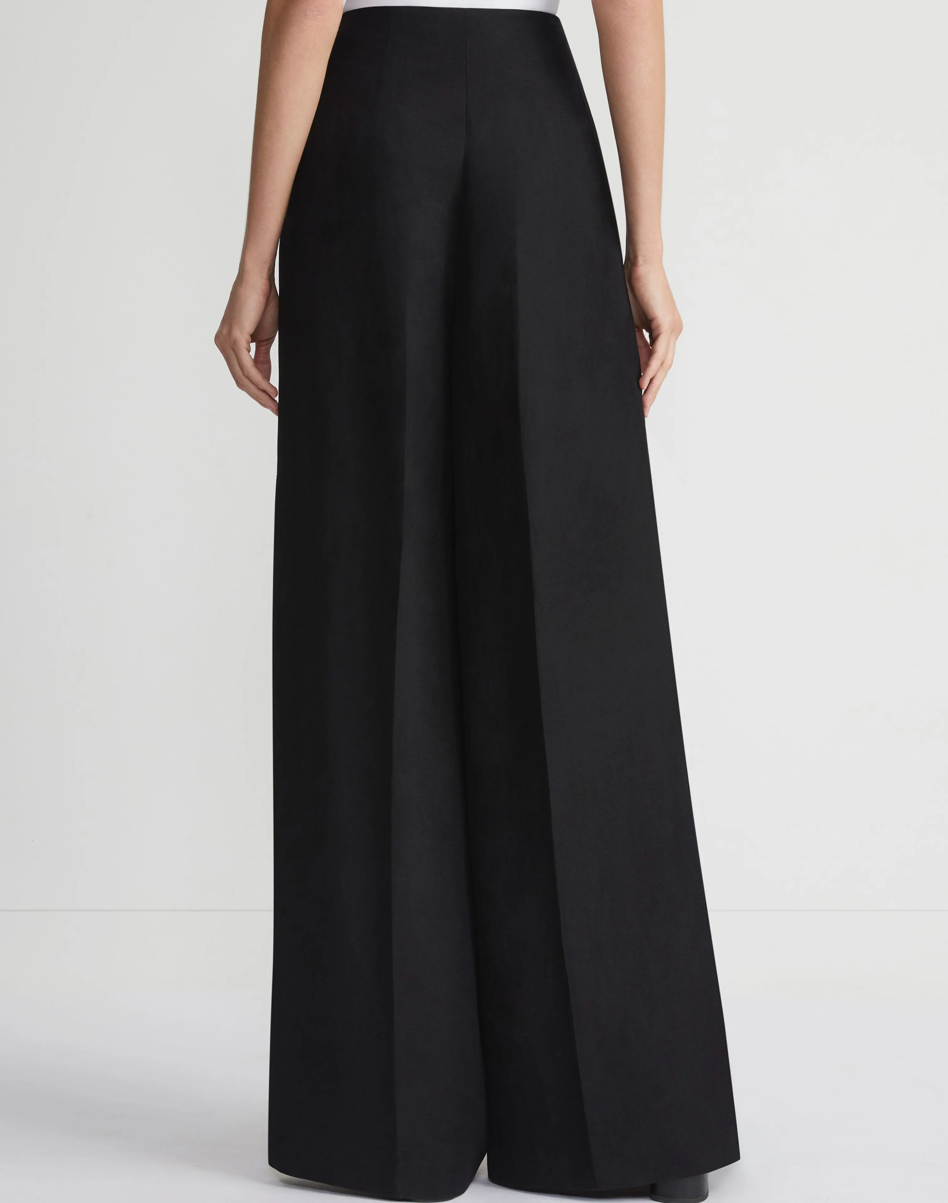 Viscose-Linen Twill Thames Button Wide Leg Pant