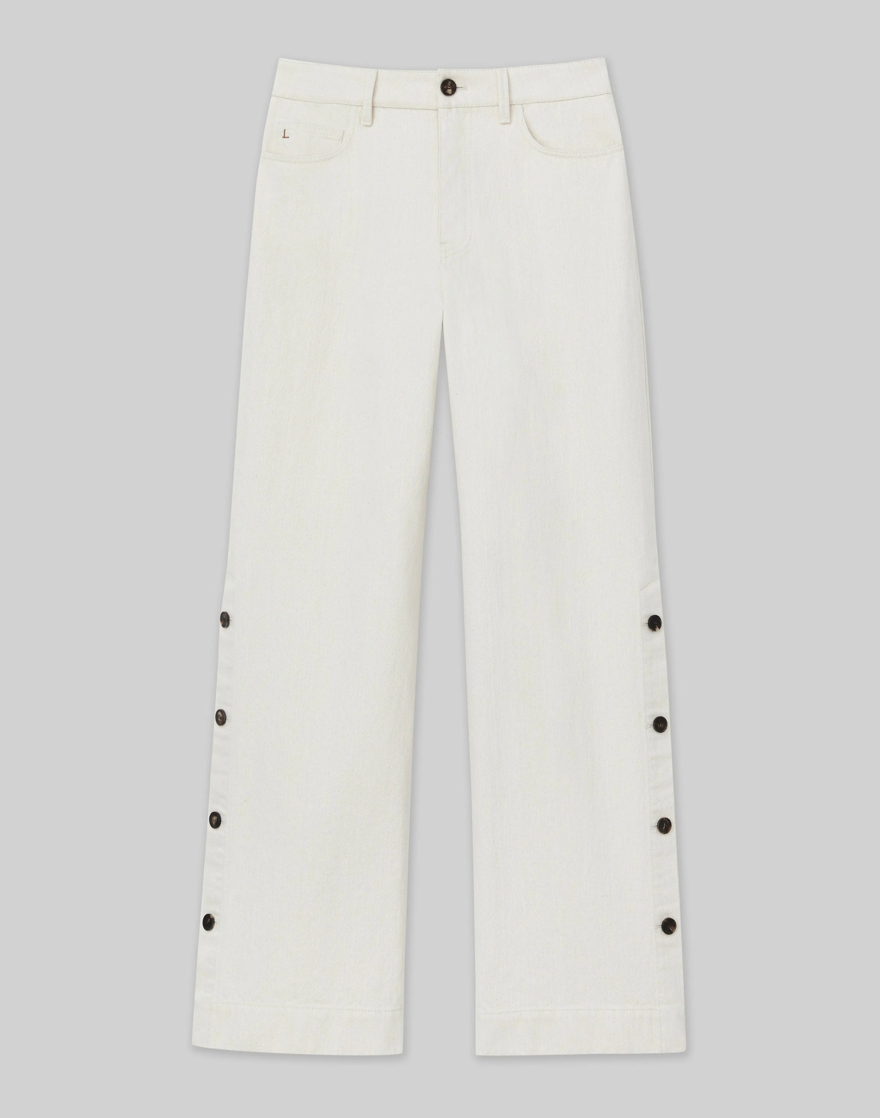 L148 Denim Wyckoff Button Wide Leg Jean