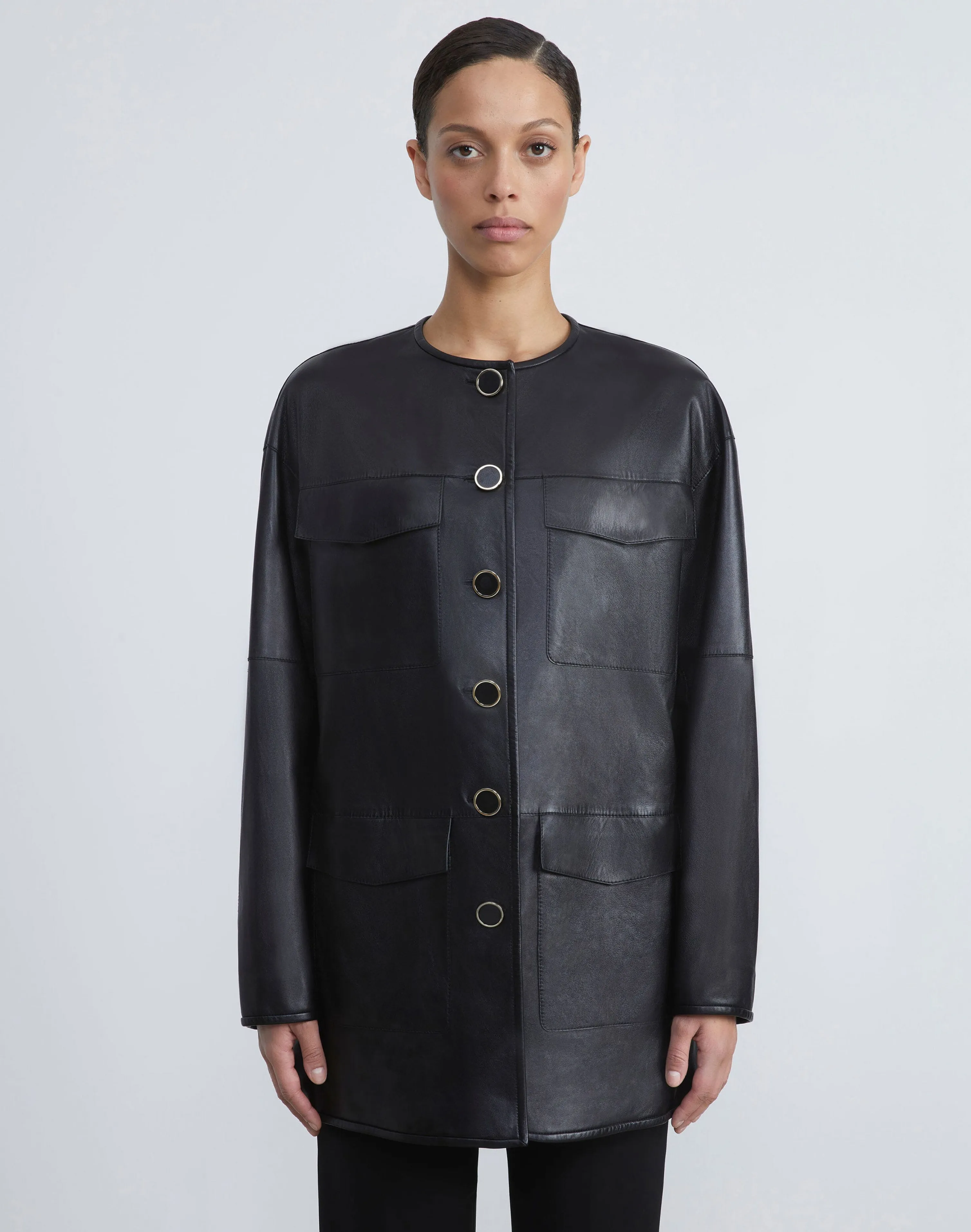 Nappa Leather Quilted Coat