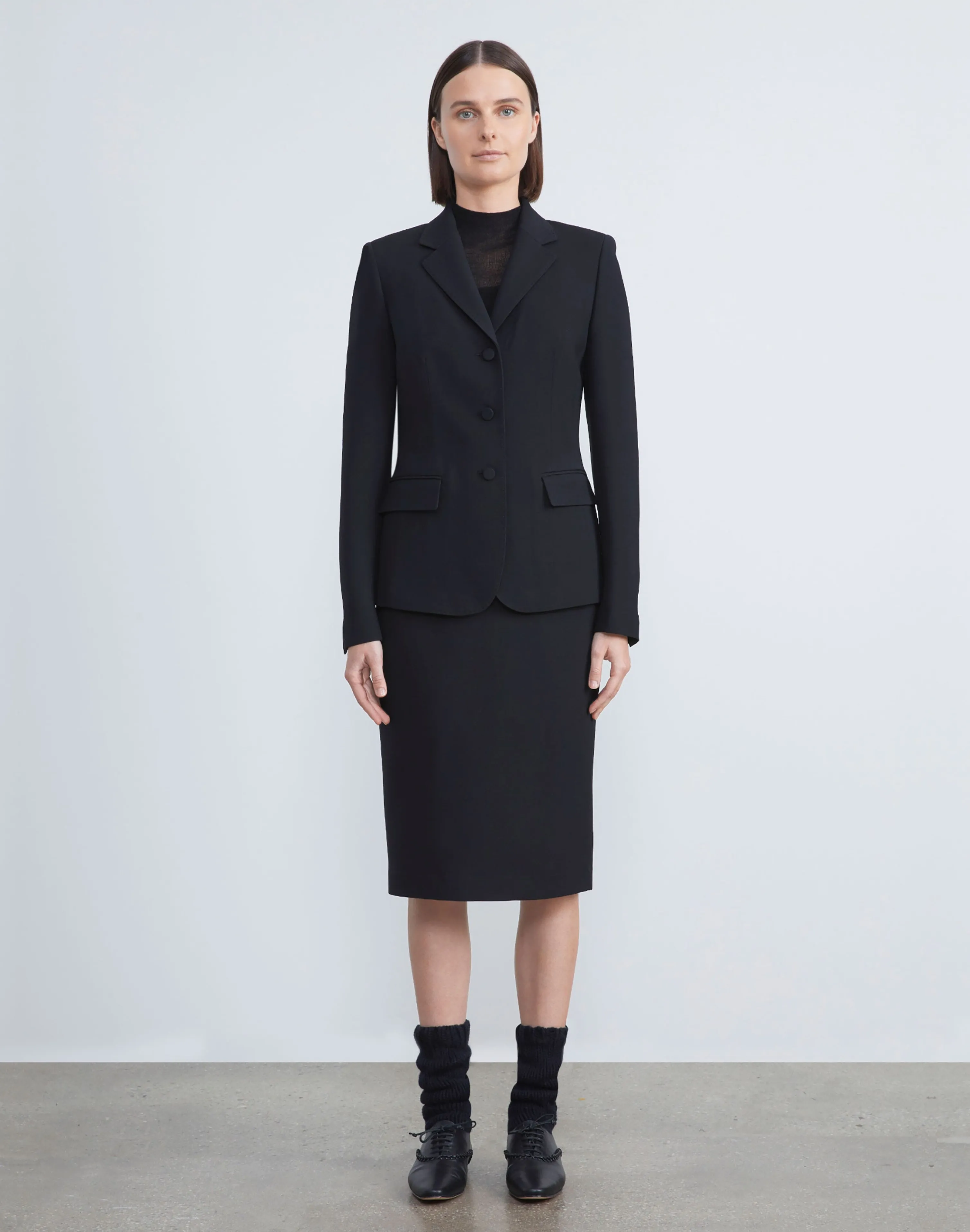 Wool-Silk Crepe Pencil Skirt