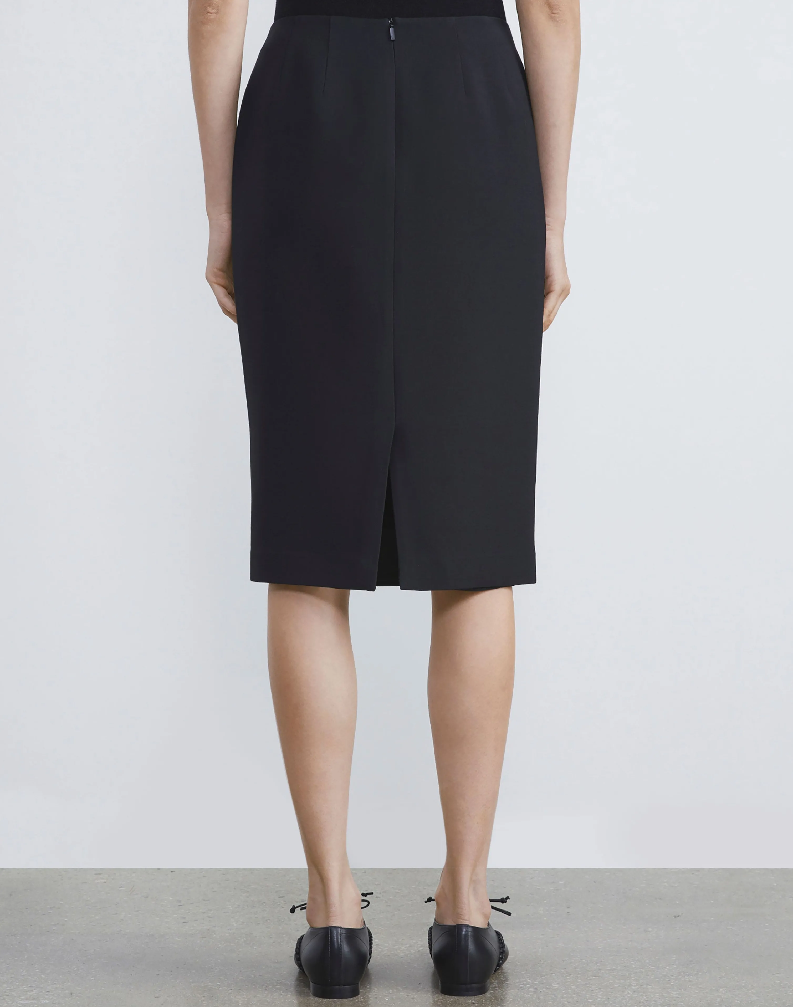 Wool-Silk Crepe Pencil Skirt