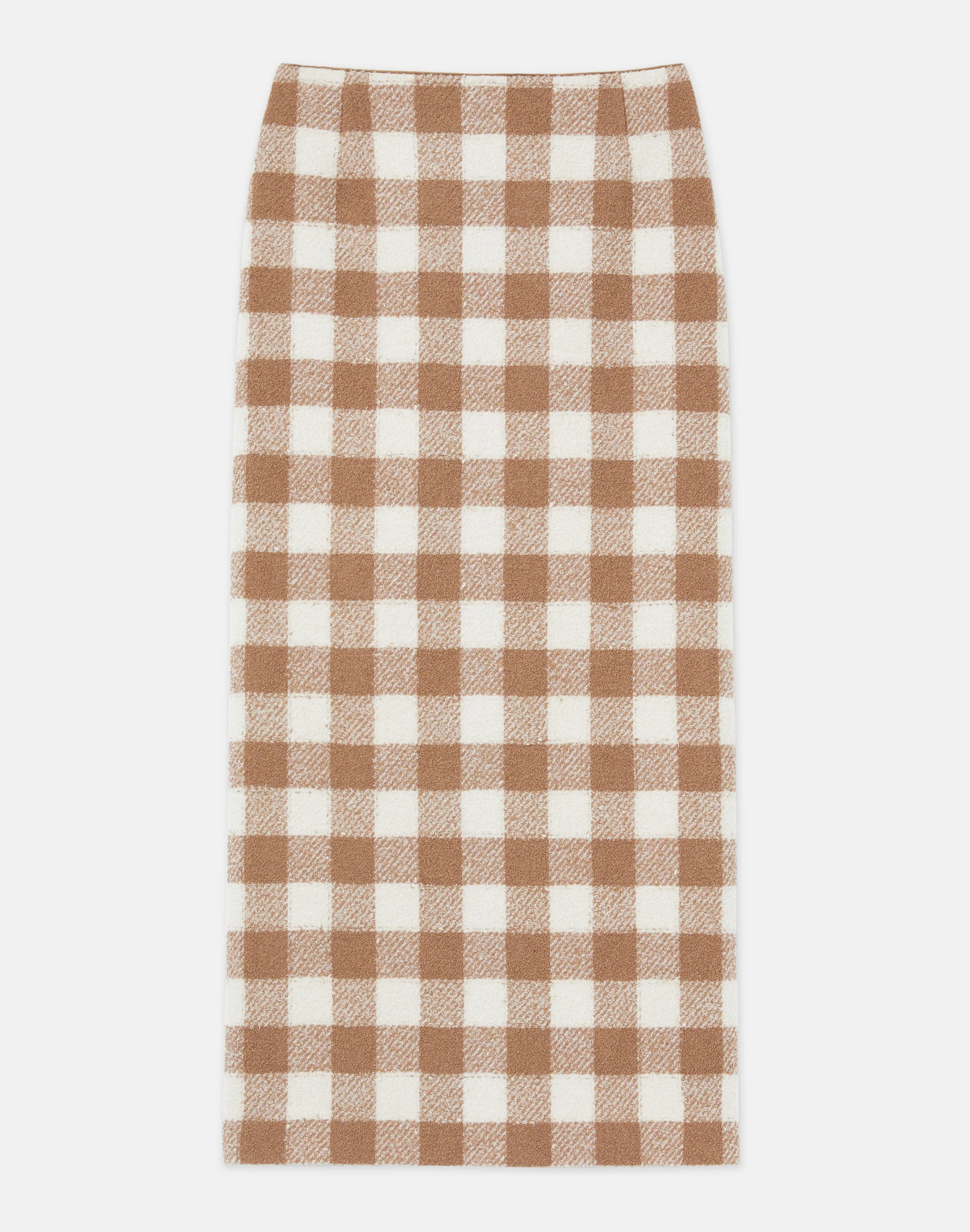 Gingham Wool Maxi Pencil Skirt