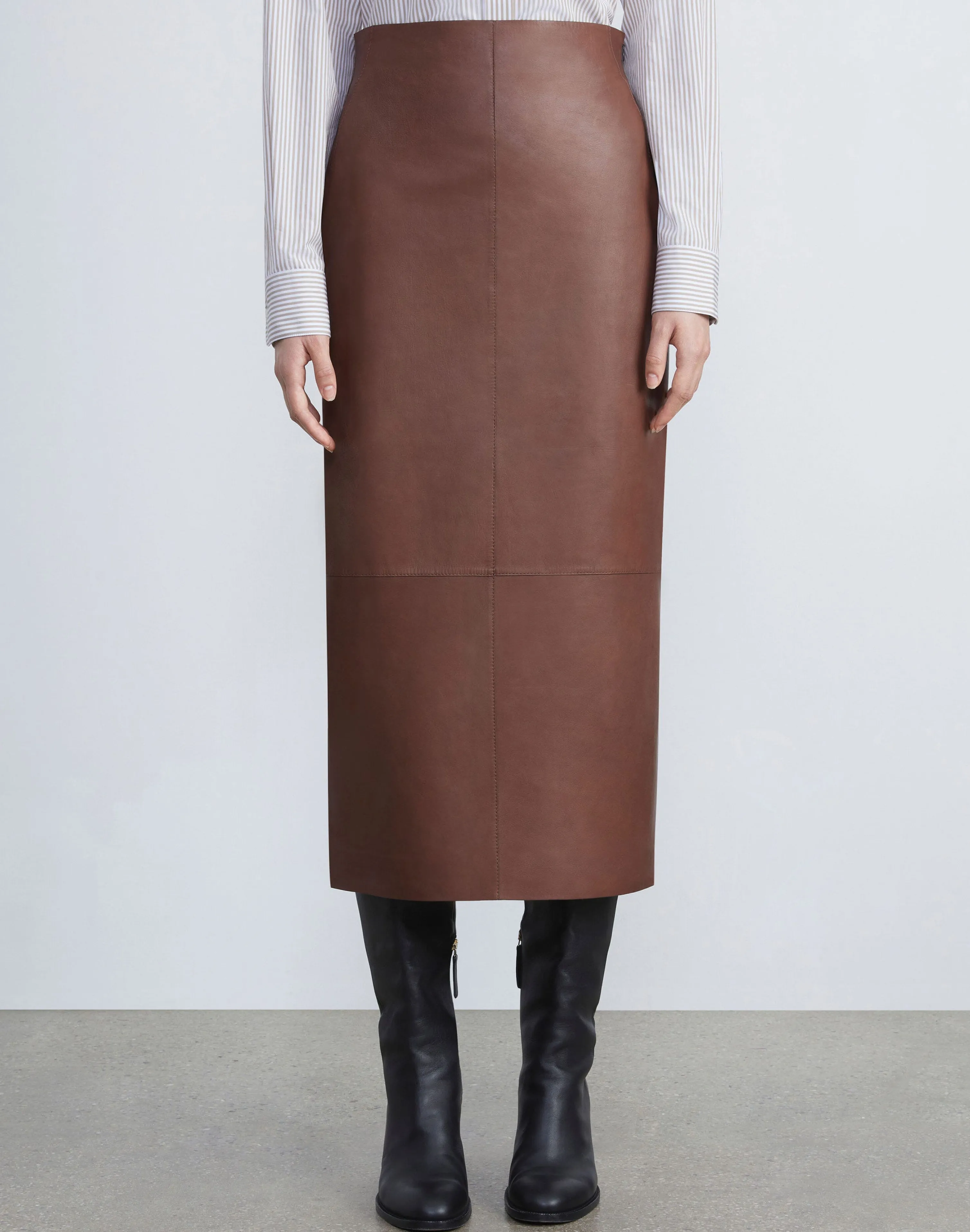 Lambskin Leather Pencil Skirt