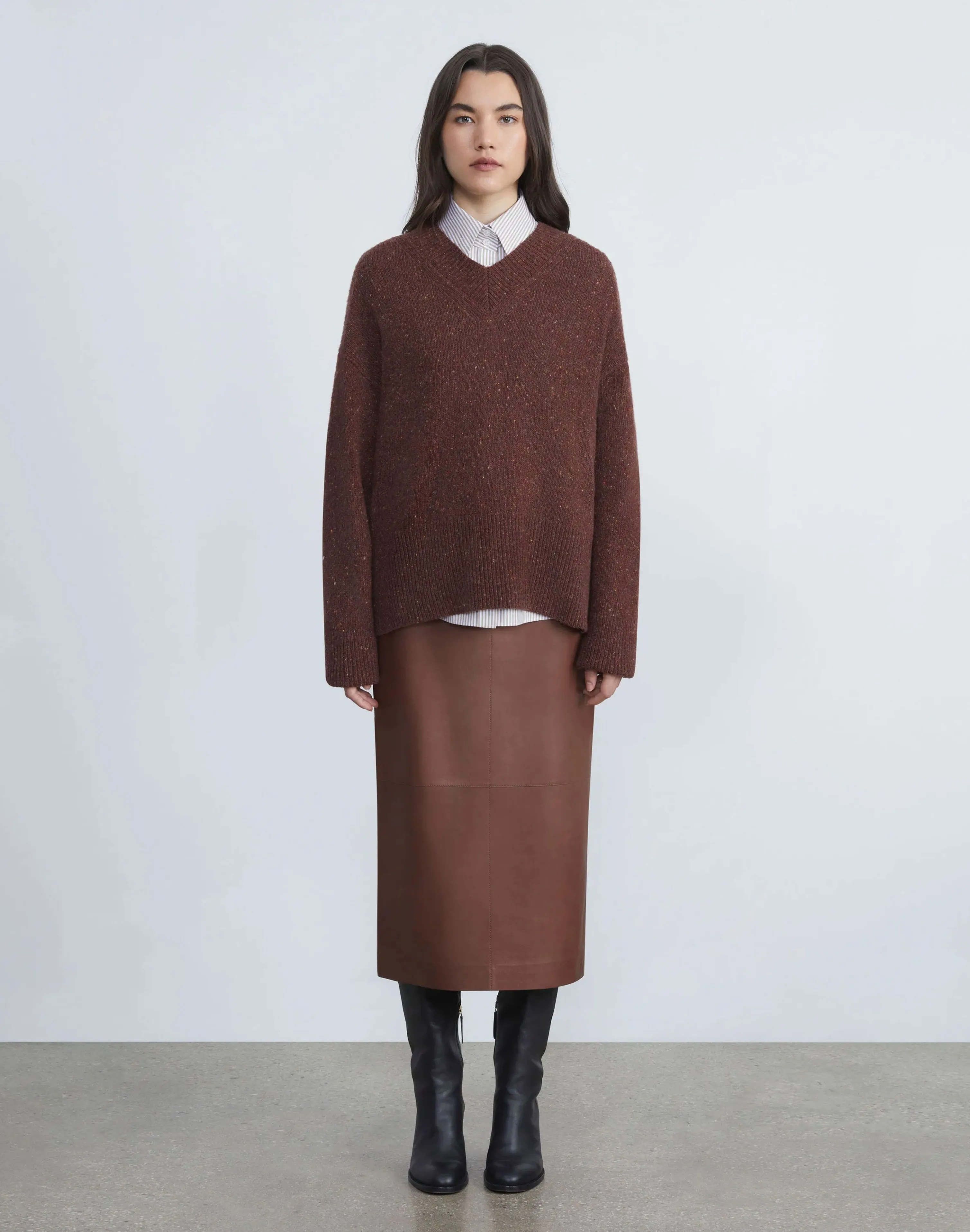 Lambskin Leather Pencil Skirt