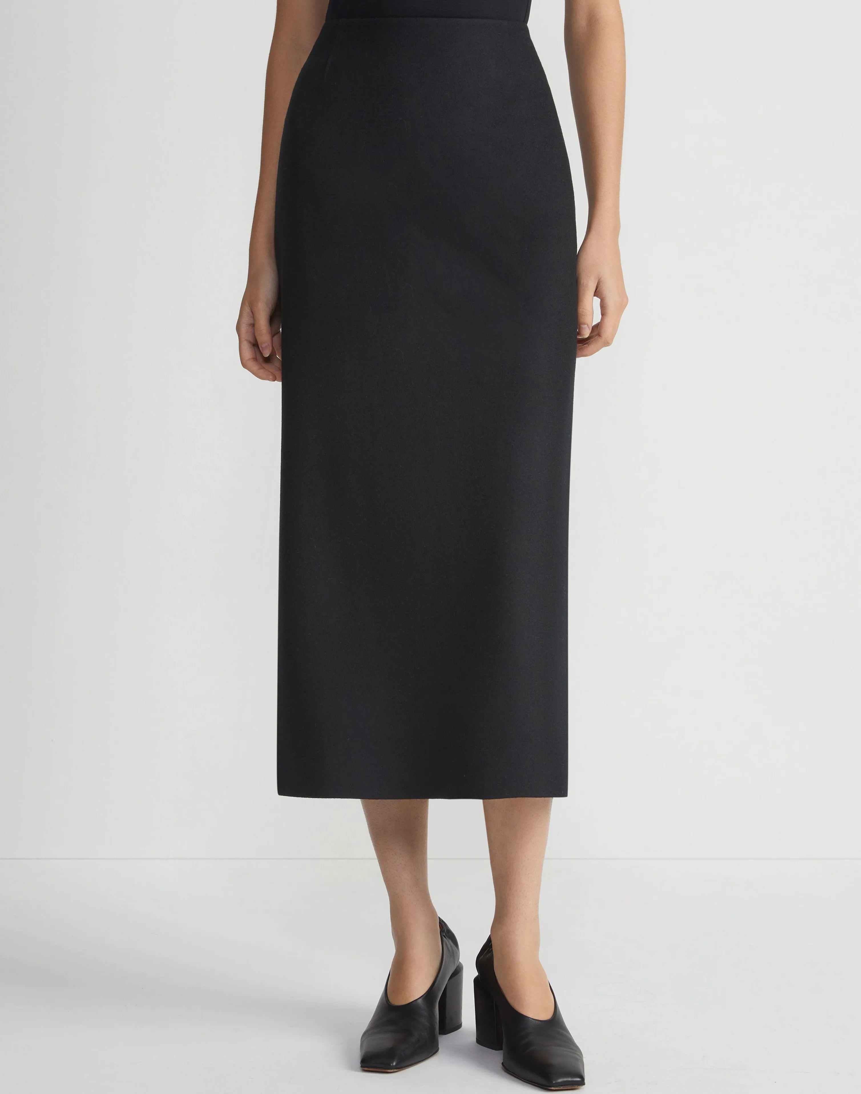 Boiled Wool-Cashmere Jersey Pencil Skirt