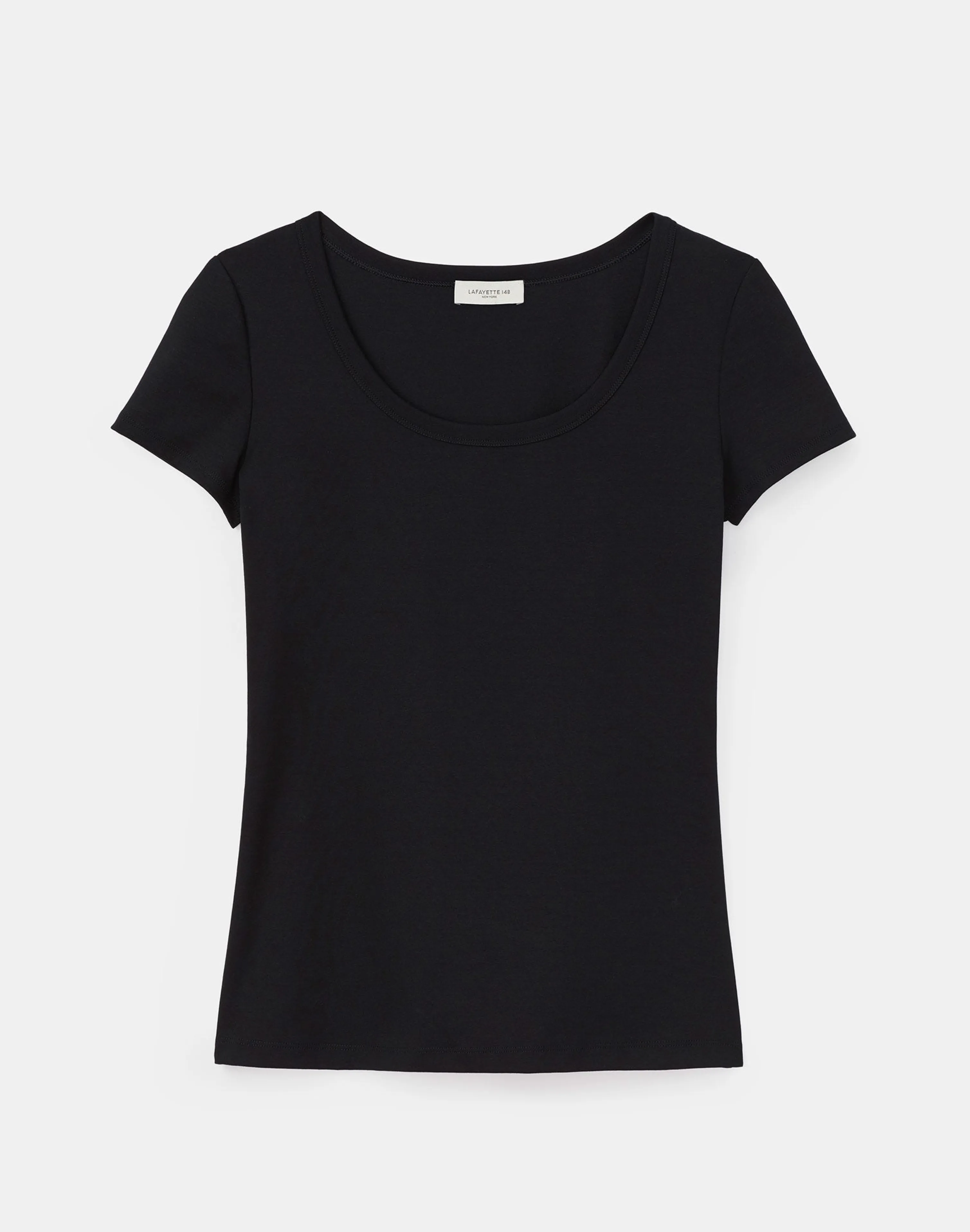 Cotton Rib Scoop Neck T-Shirt