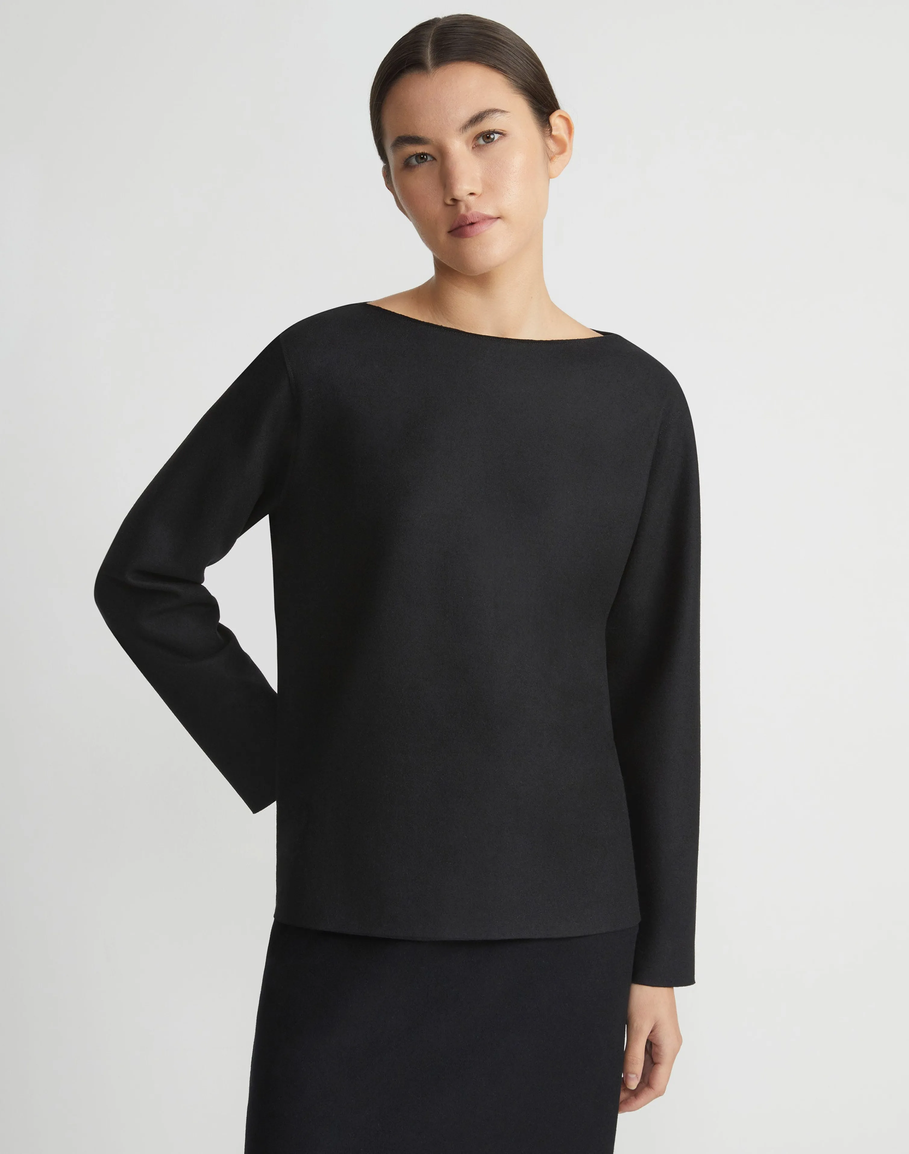 Boiled Wool-Cashmere Jersey Bateau Neck Top