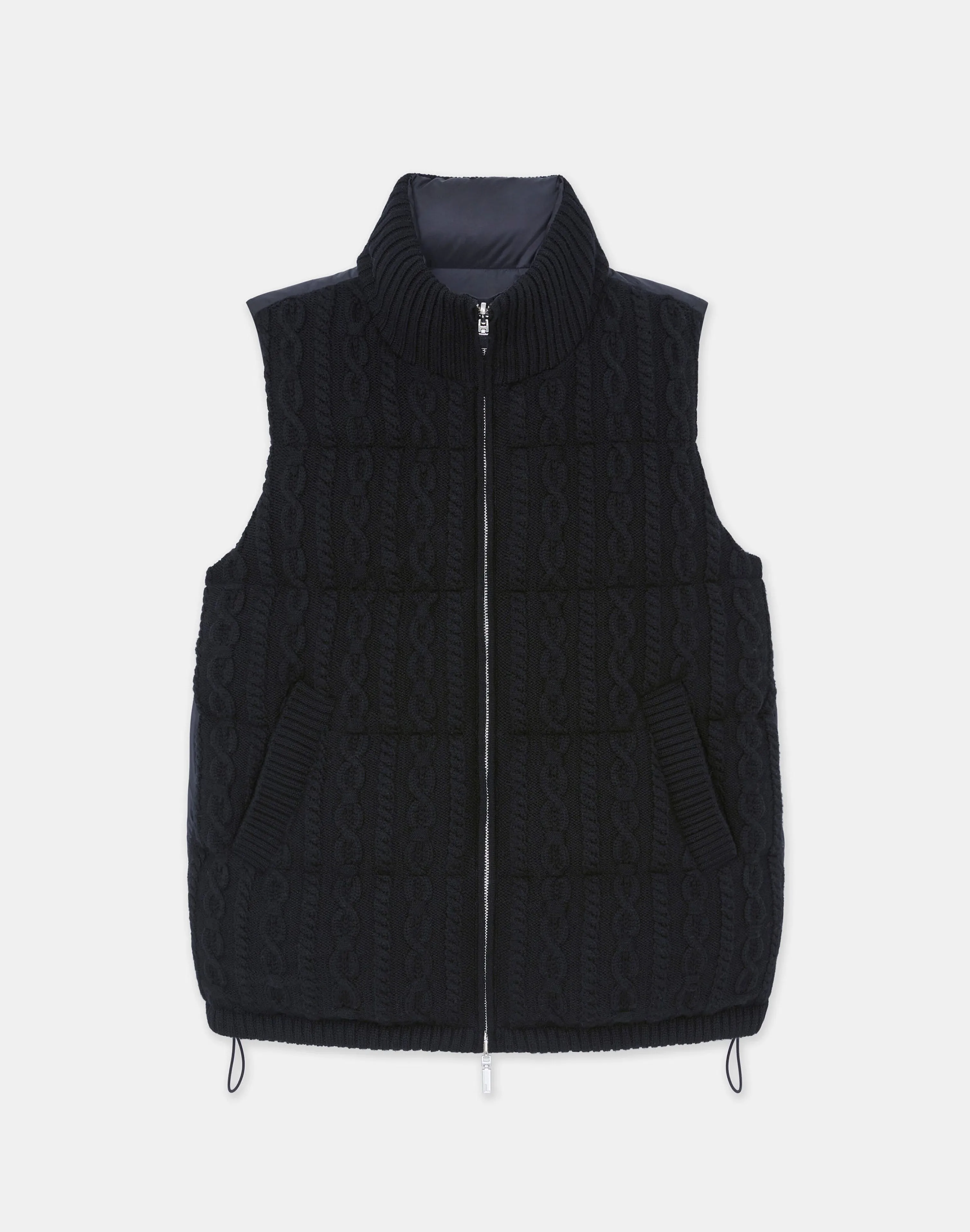 Wool Knit & Quilted Down Reversible Vest