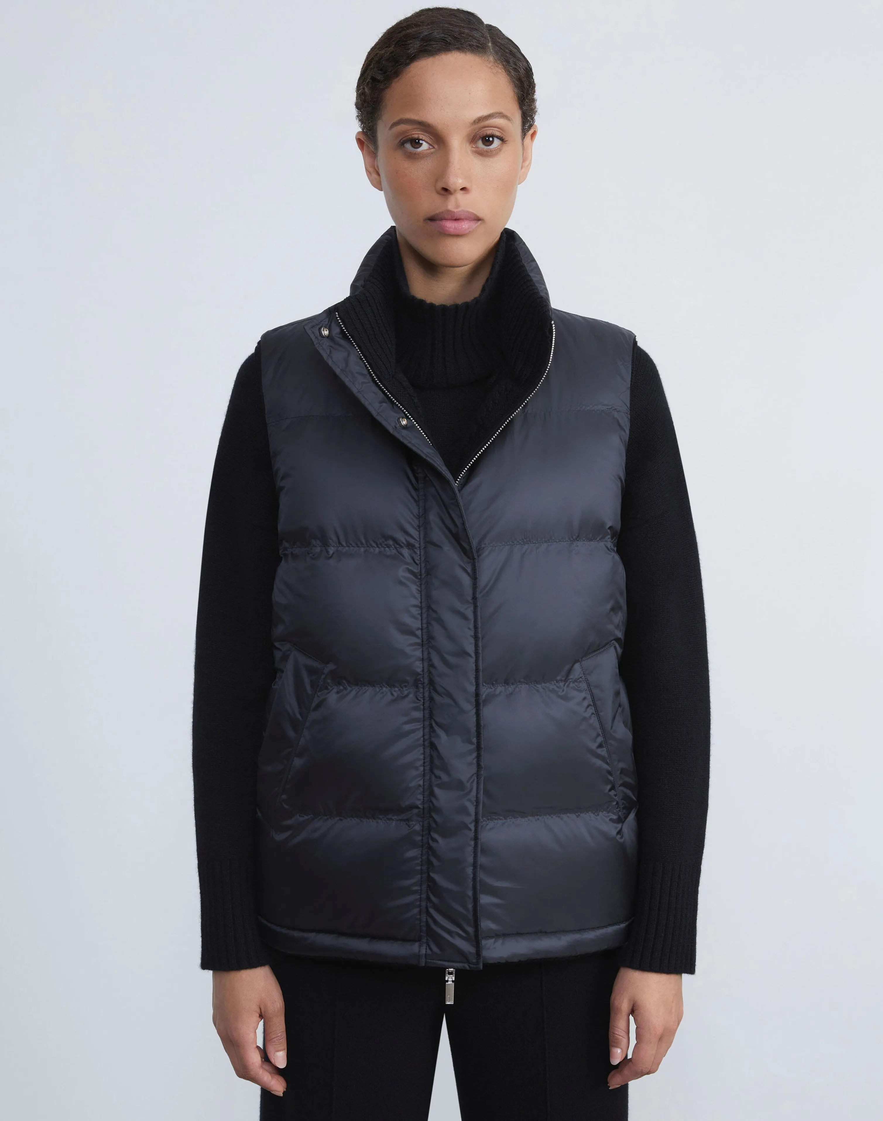 Wool Knit & Quilted Down Reversible Vest