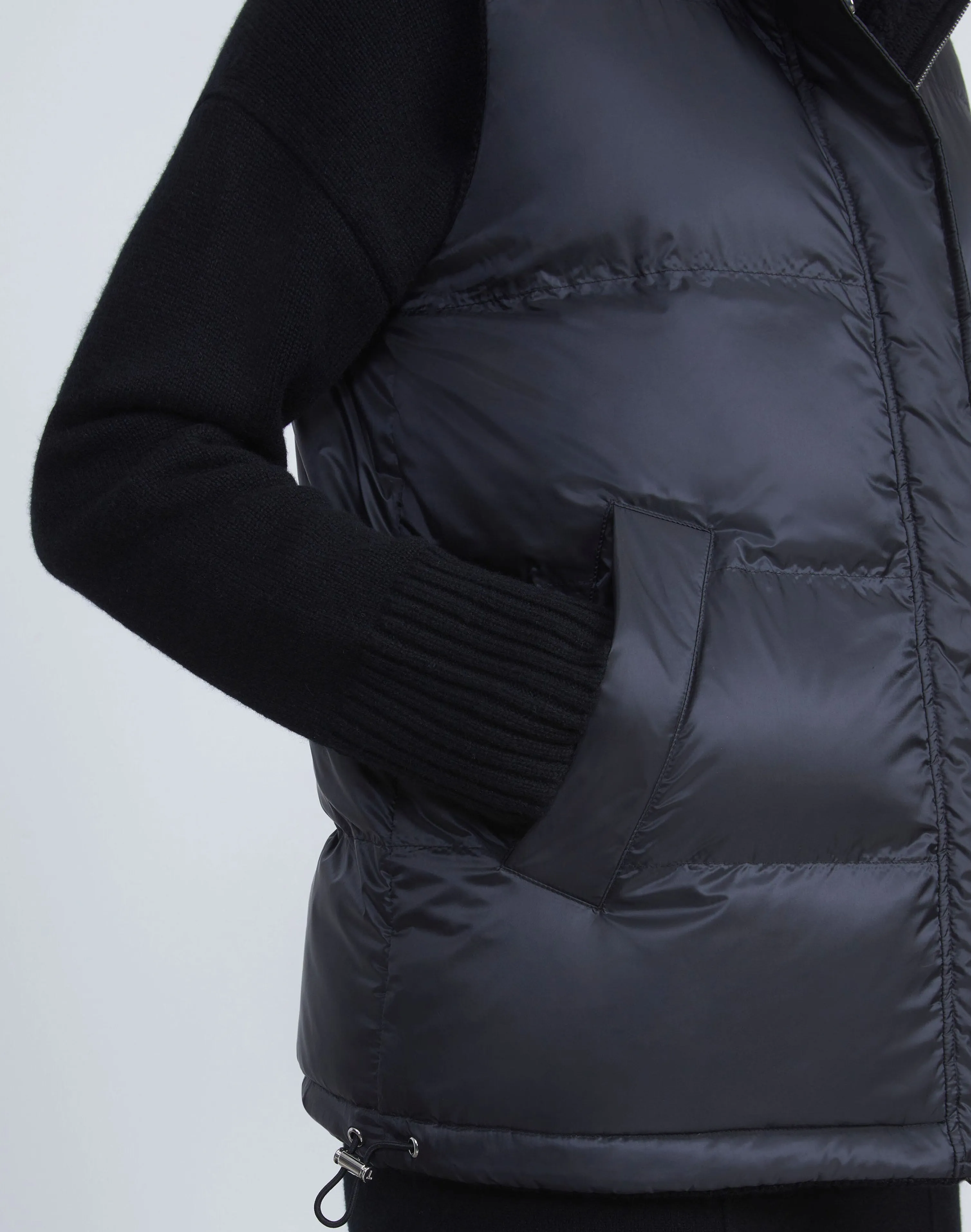 Wool Knit & Quilted Down Reversible Vest