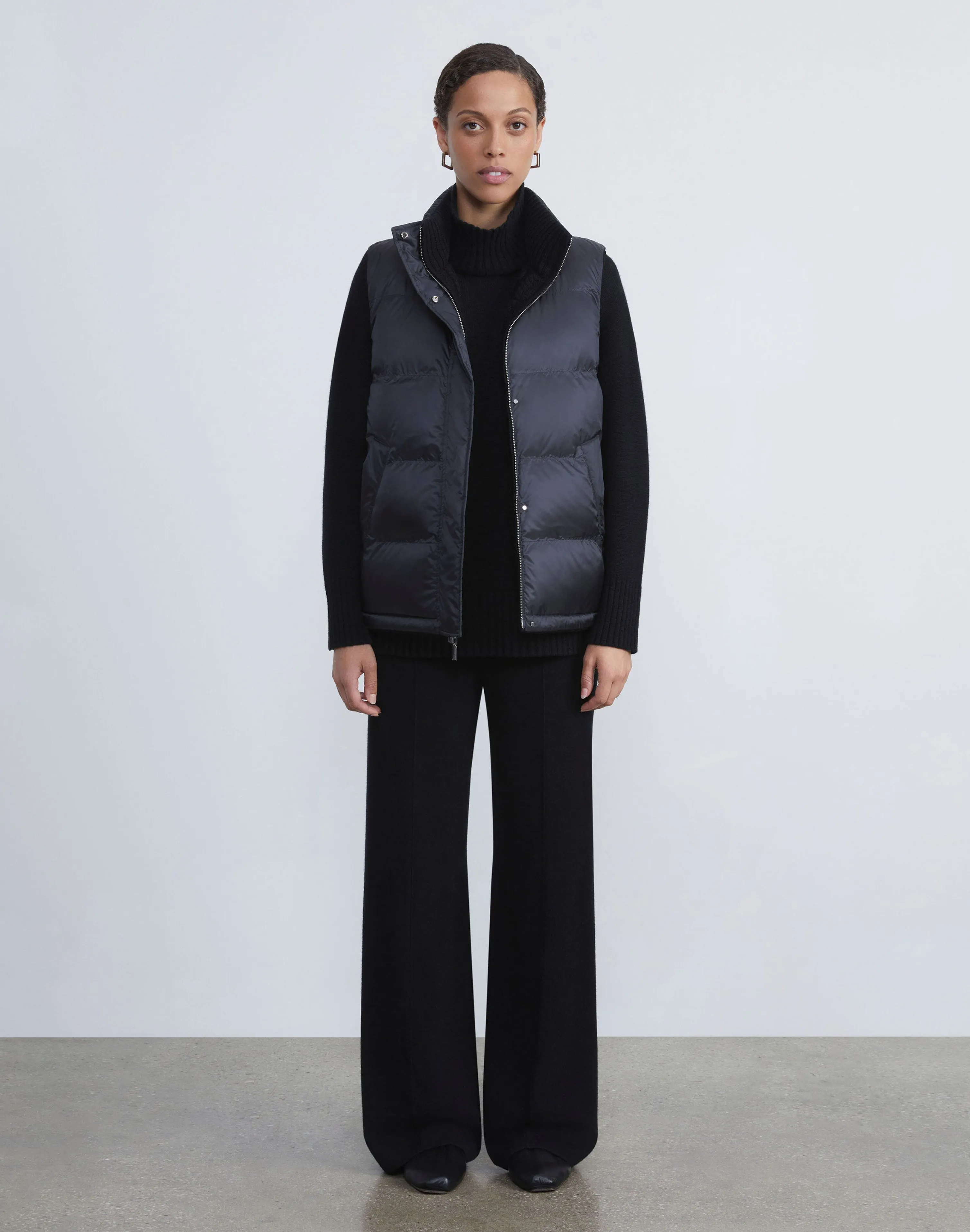 Wool Knit & Quilted Down Reversible Vest