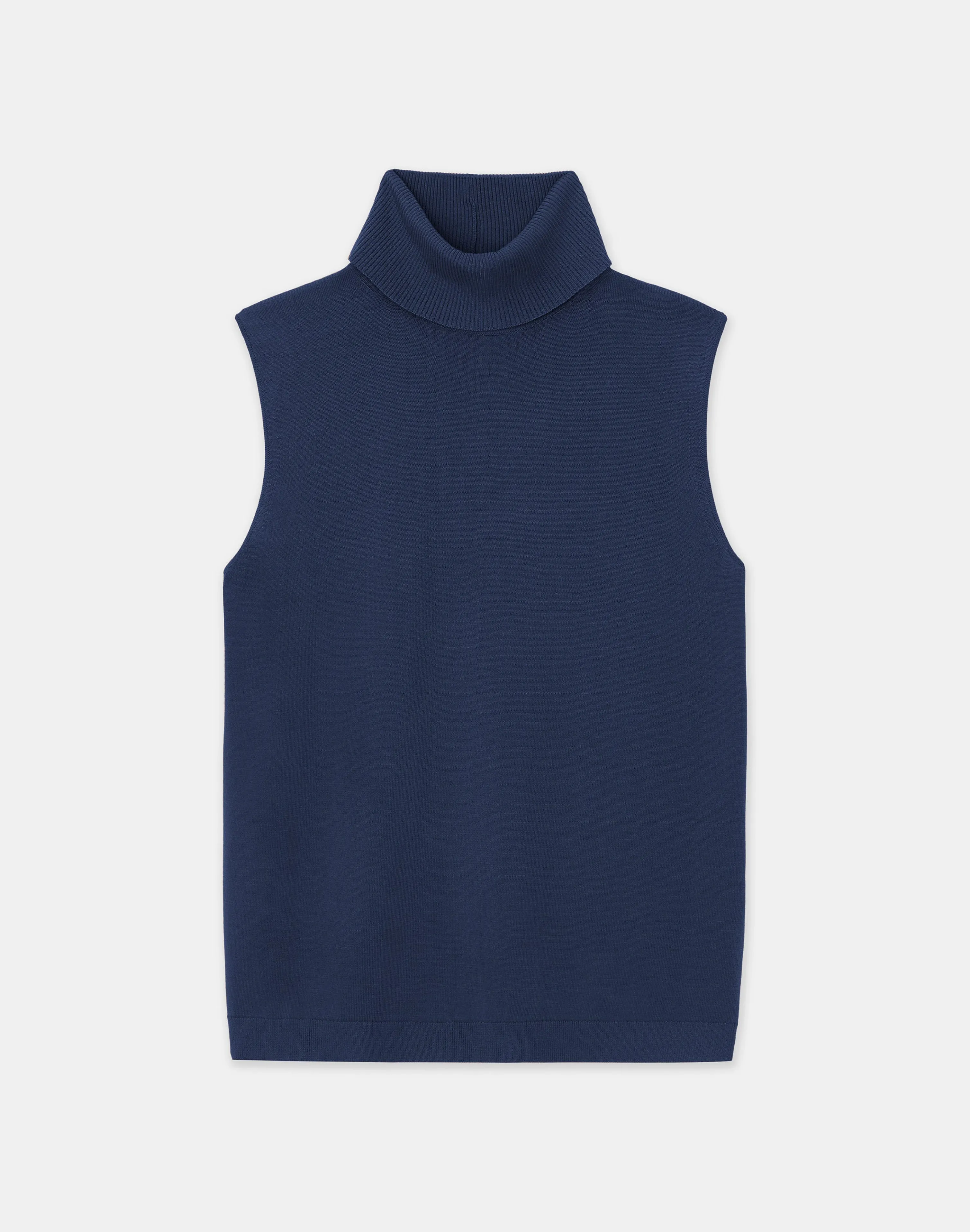 Matte Crepe Sleeveless Turtleneck Sweater