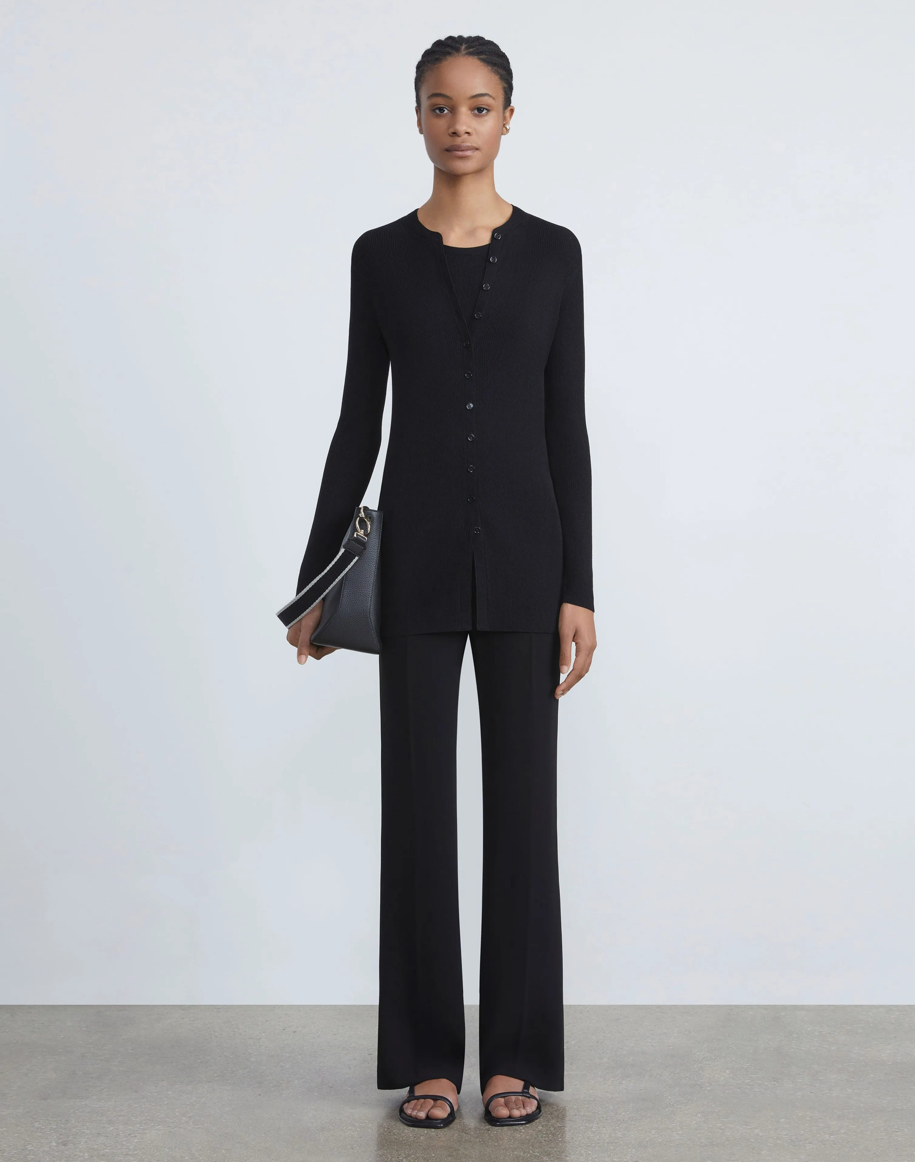 Finespun Voile Ribbed Long Cardigan