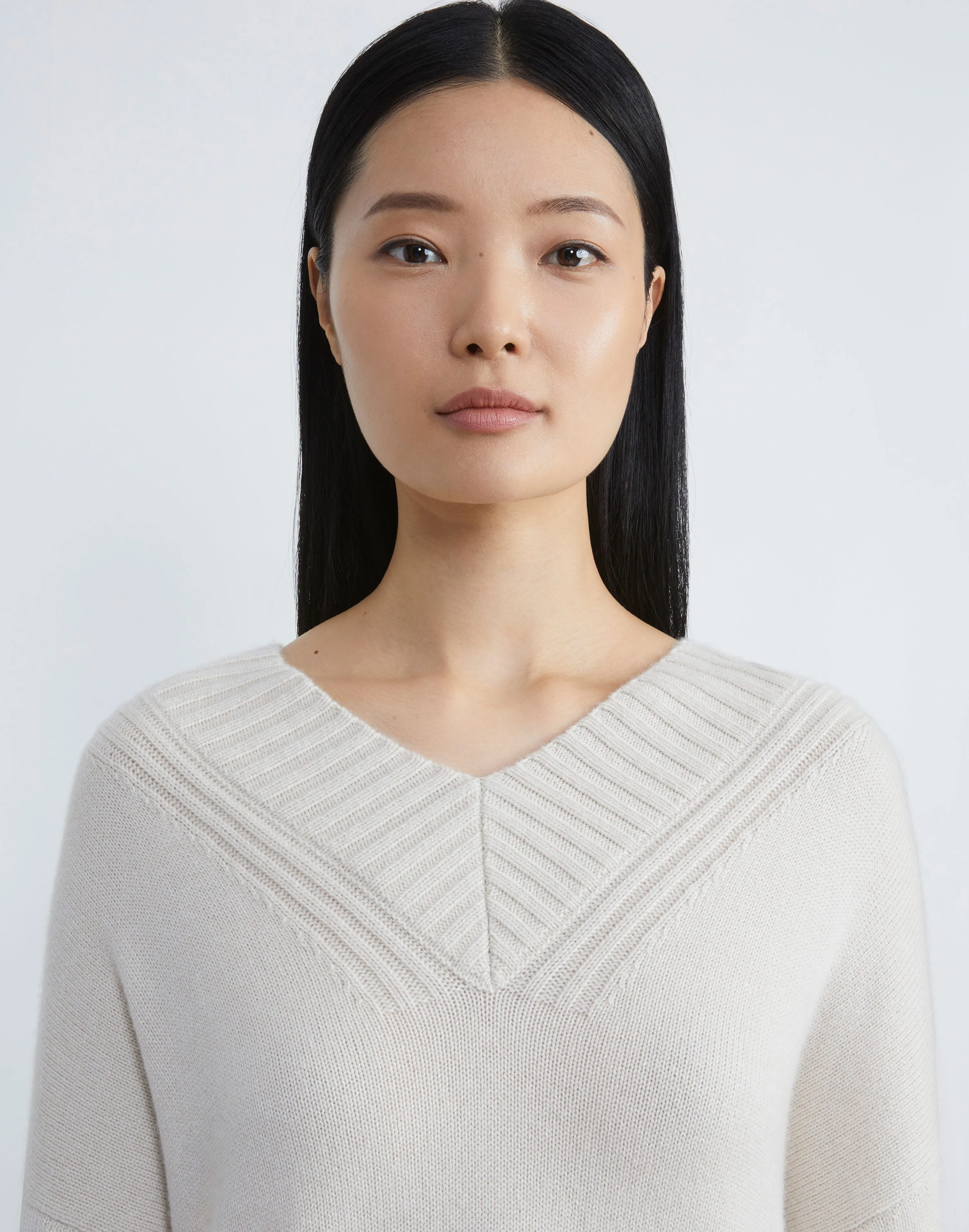 Cashmere Ribbed V-Neck Sweater