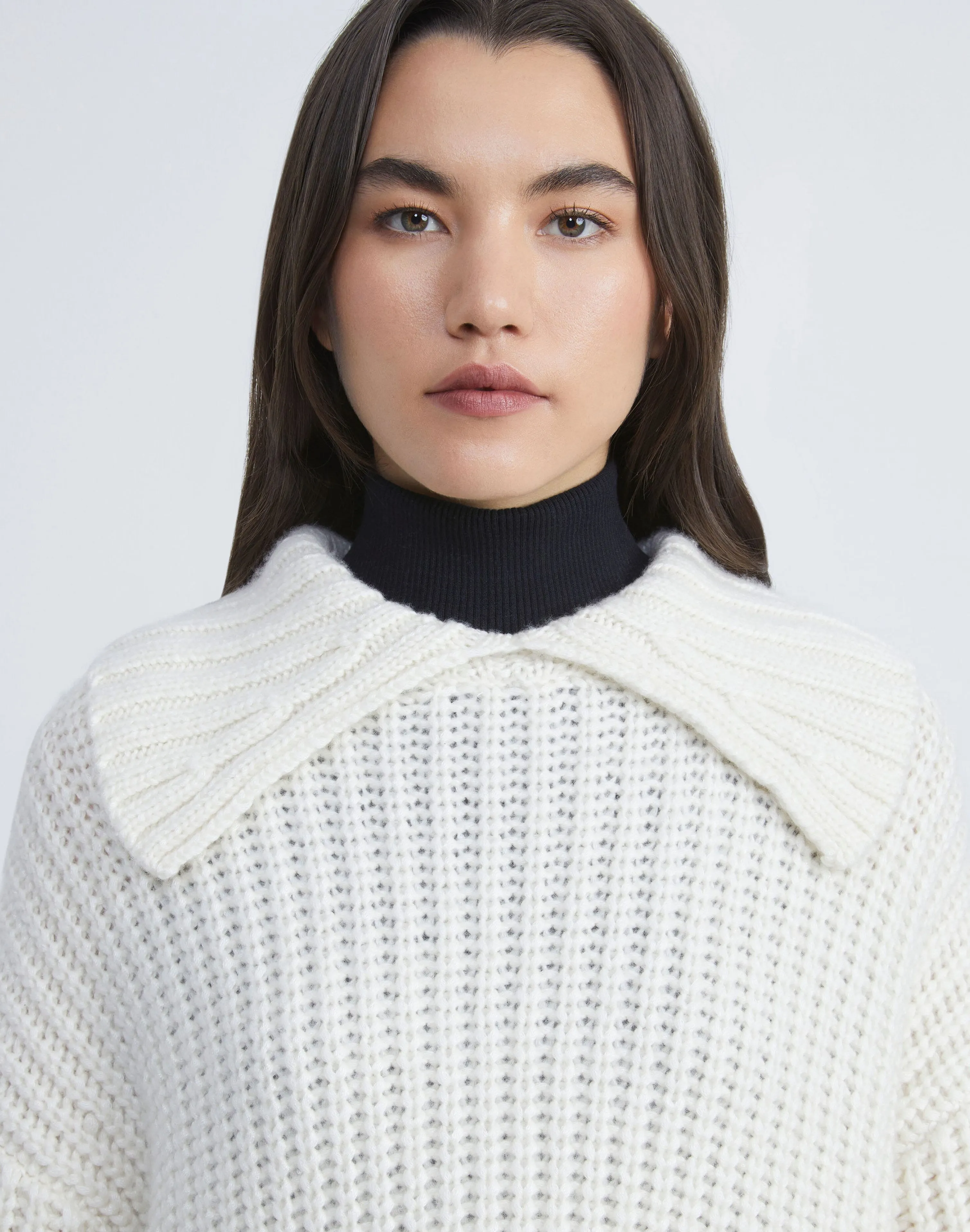 Cashmere-Silk Collared Sweater