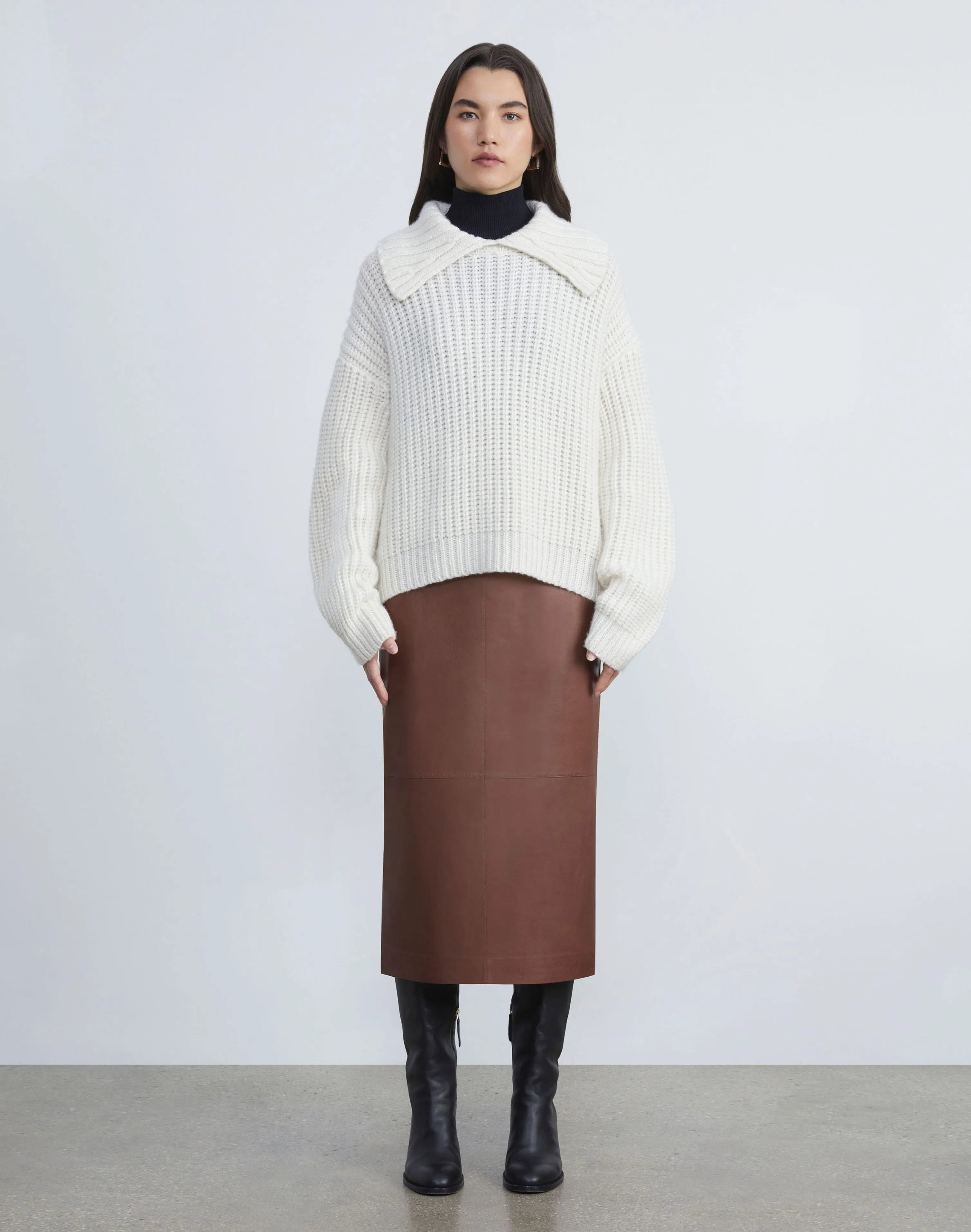 Cashmere-Silk Collared Sweater
