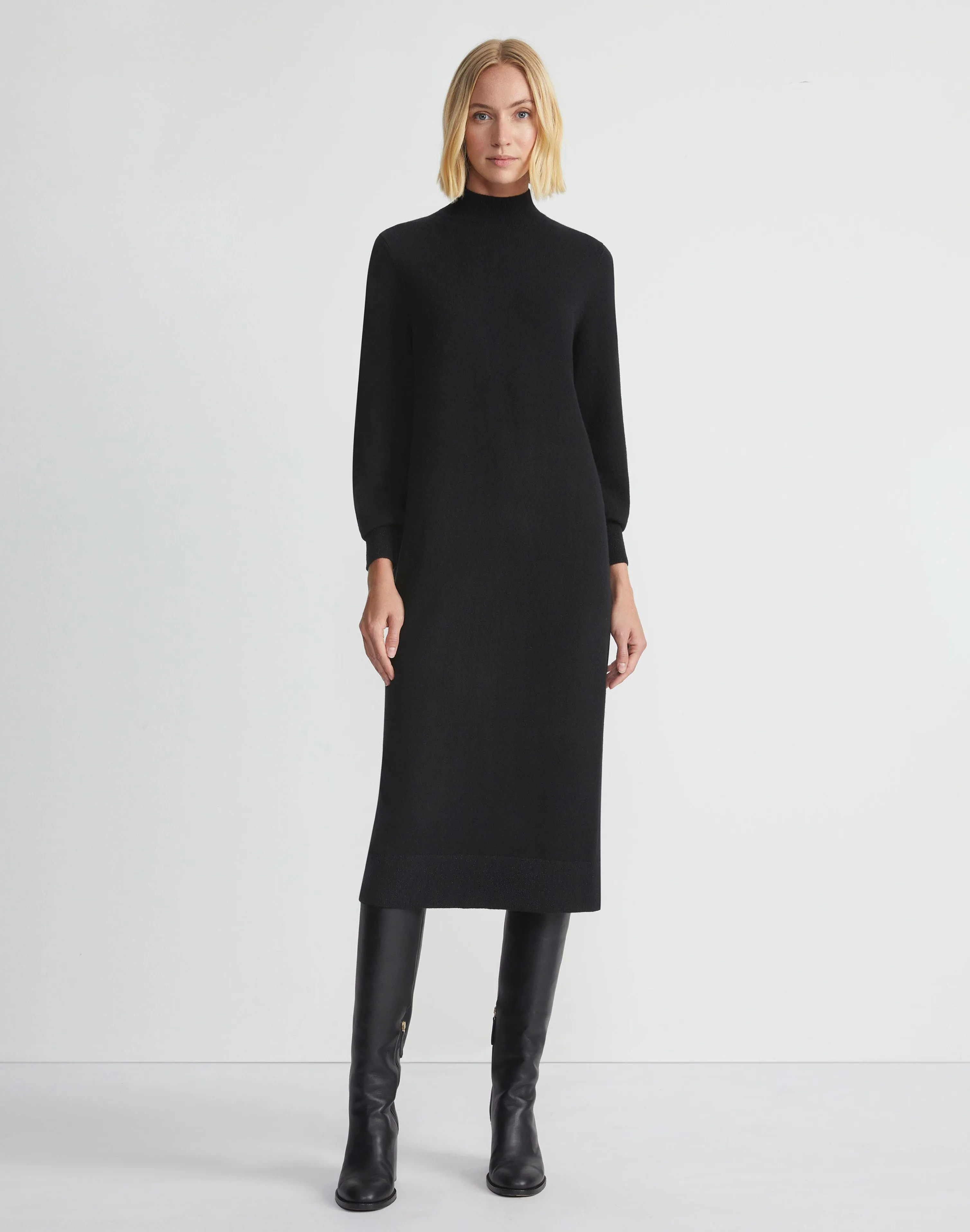 Cashmere Blouson Sleeve Dress