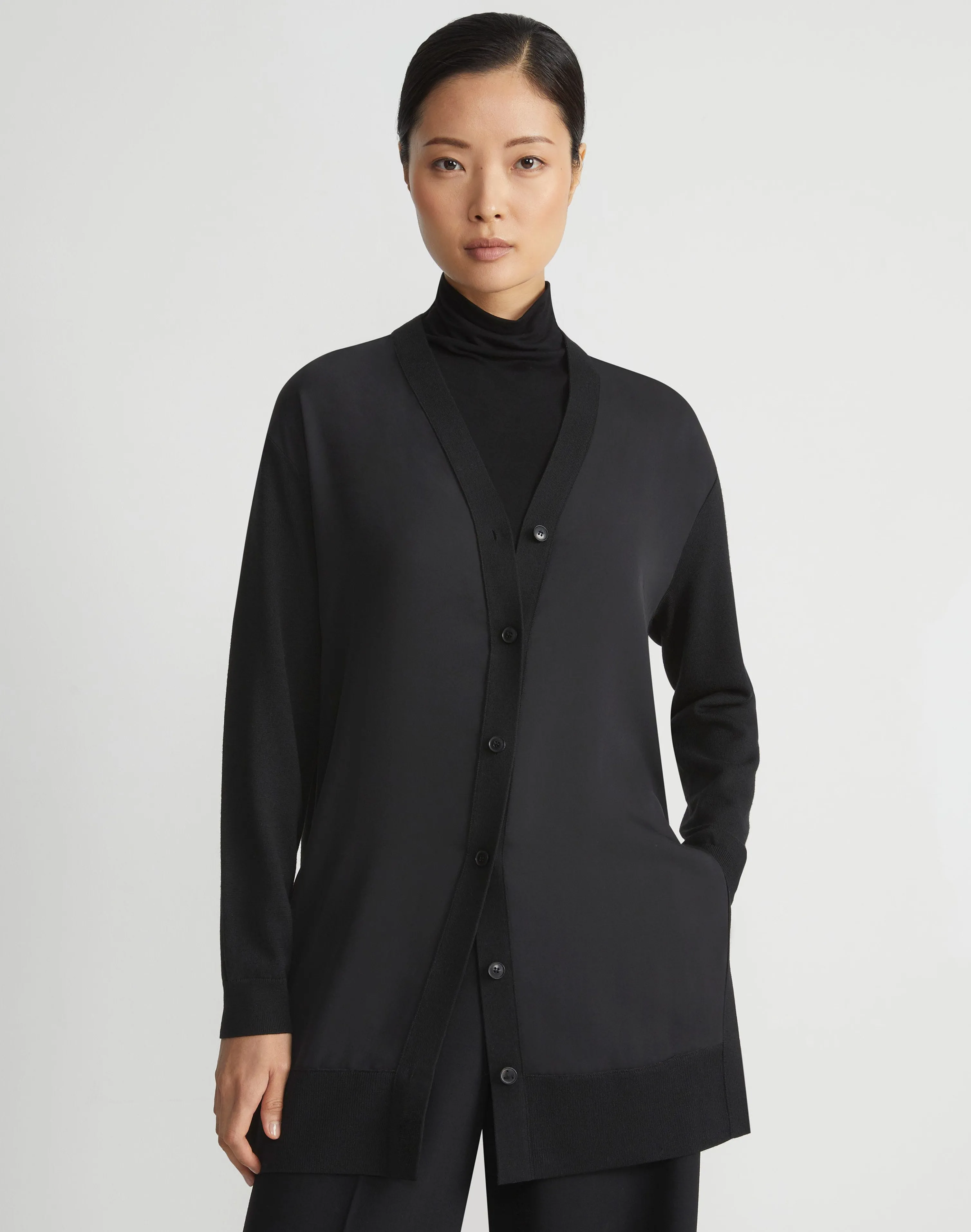 Responsible Fine Gauge Merino & Organic Silk Georgette Cardigan