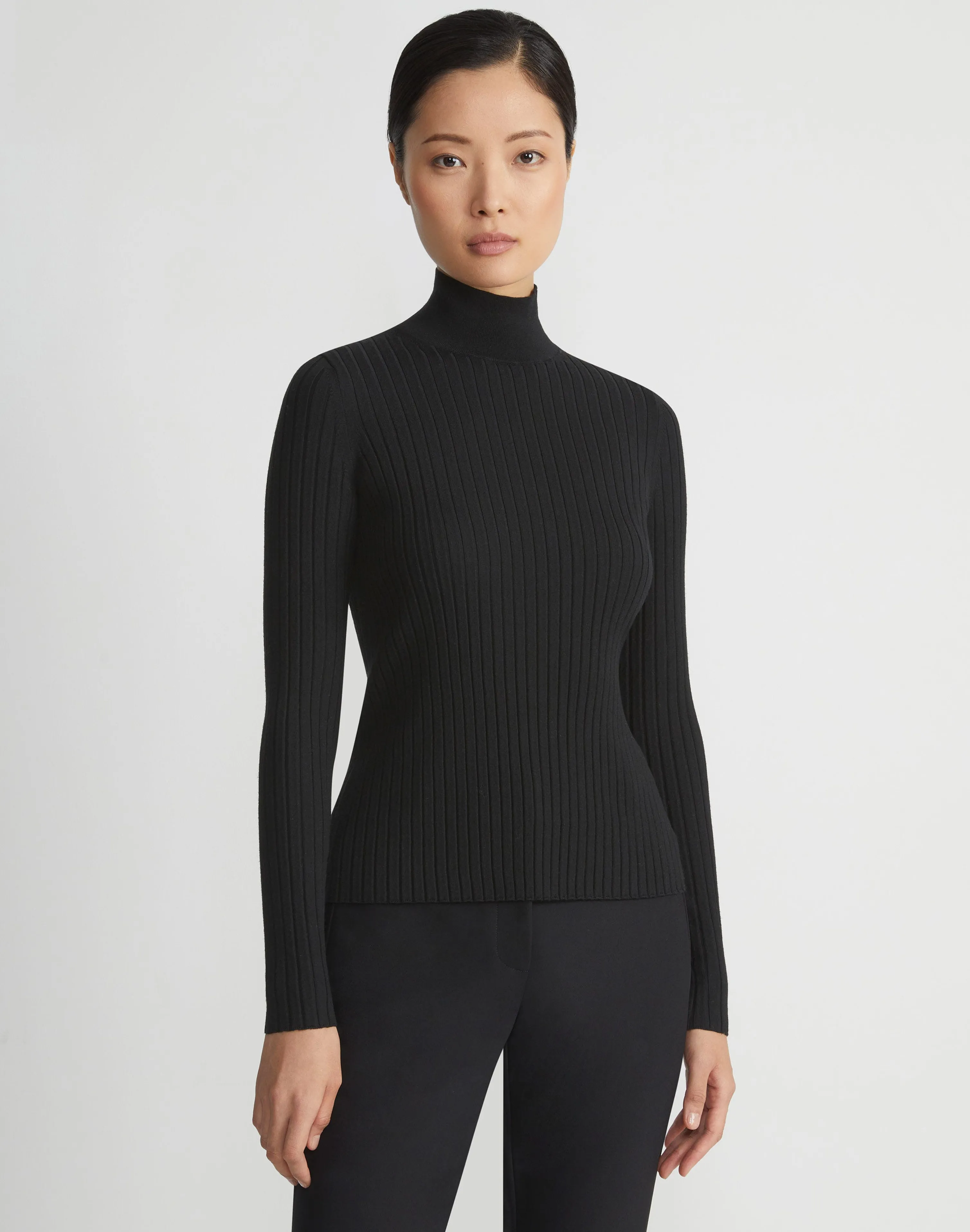 Responsible Fine Gauge Merino Ribbed Mockneck Sweater