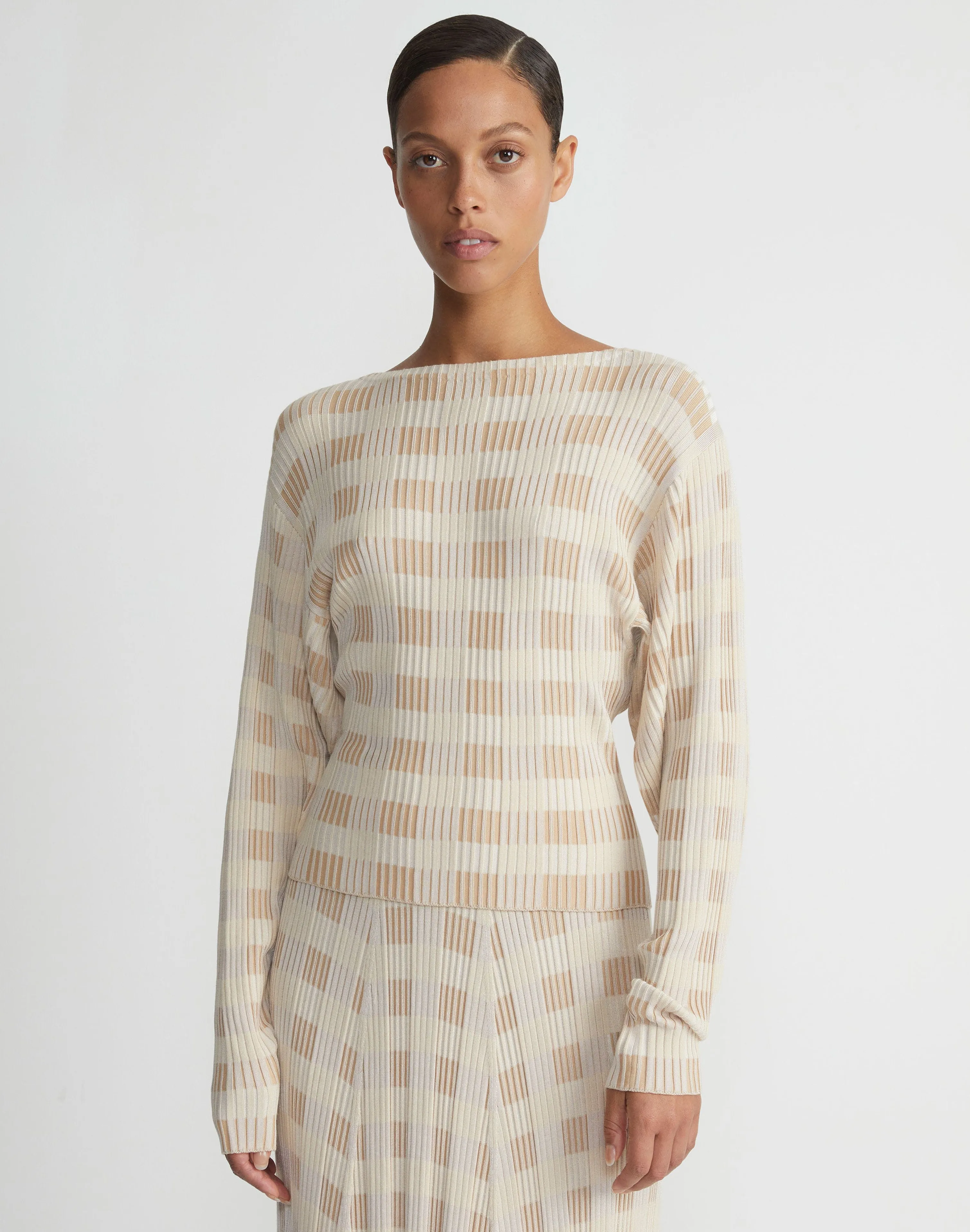 Gingham Responsible Matte Crepe Blouson Sweater