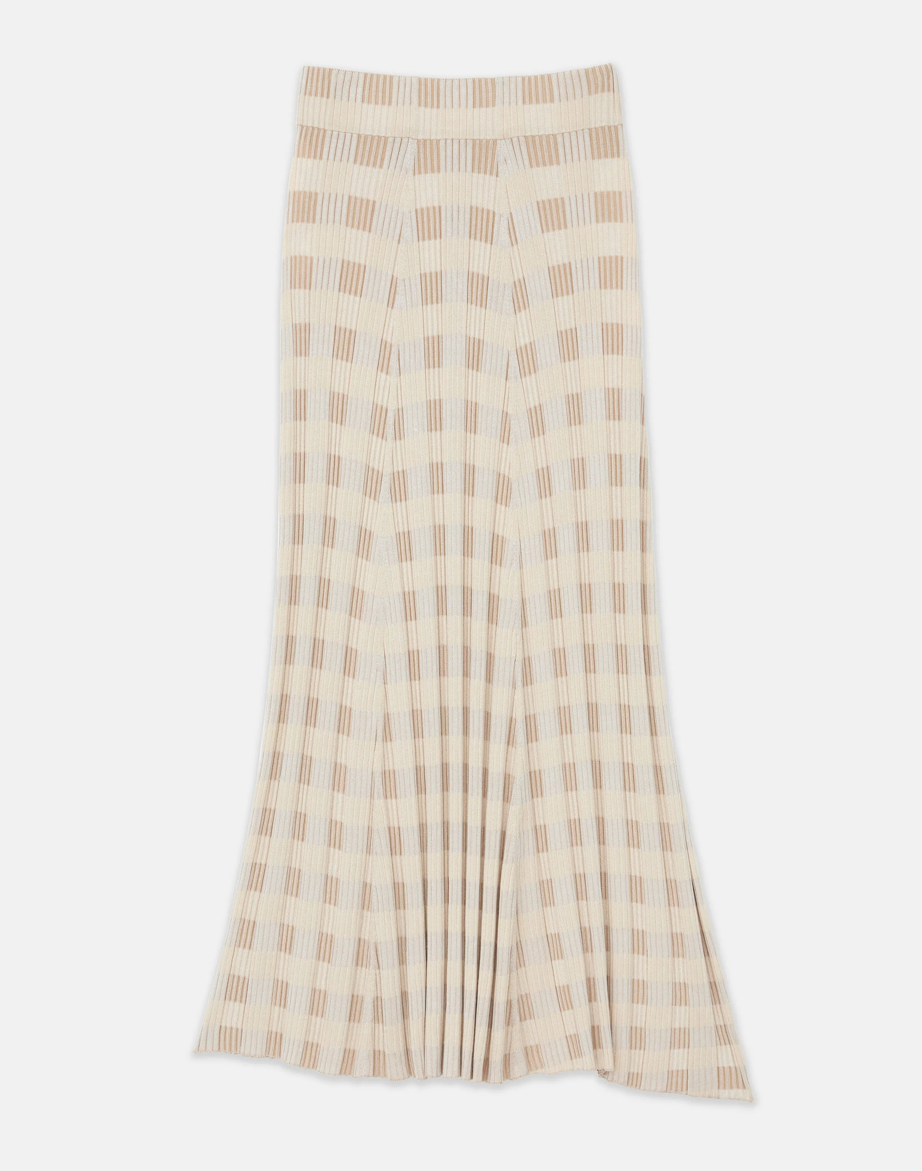 Gingham Responsible Matte Crepe Knit Asymmetric Skirt