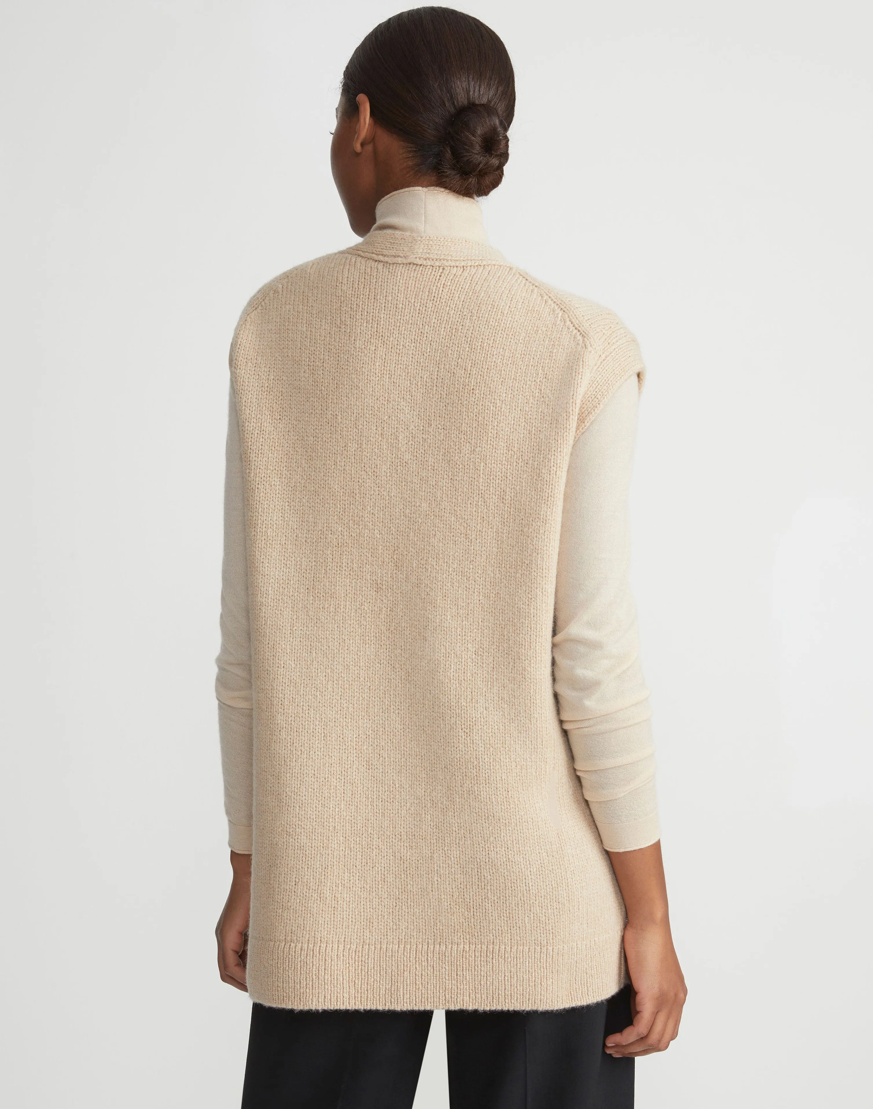 Camel Hair Chainette Button Sweater Vest