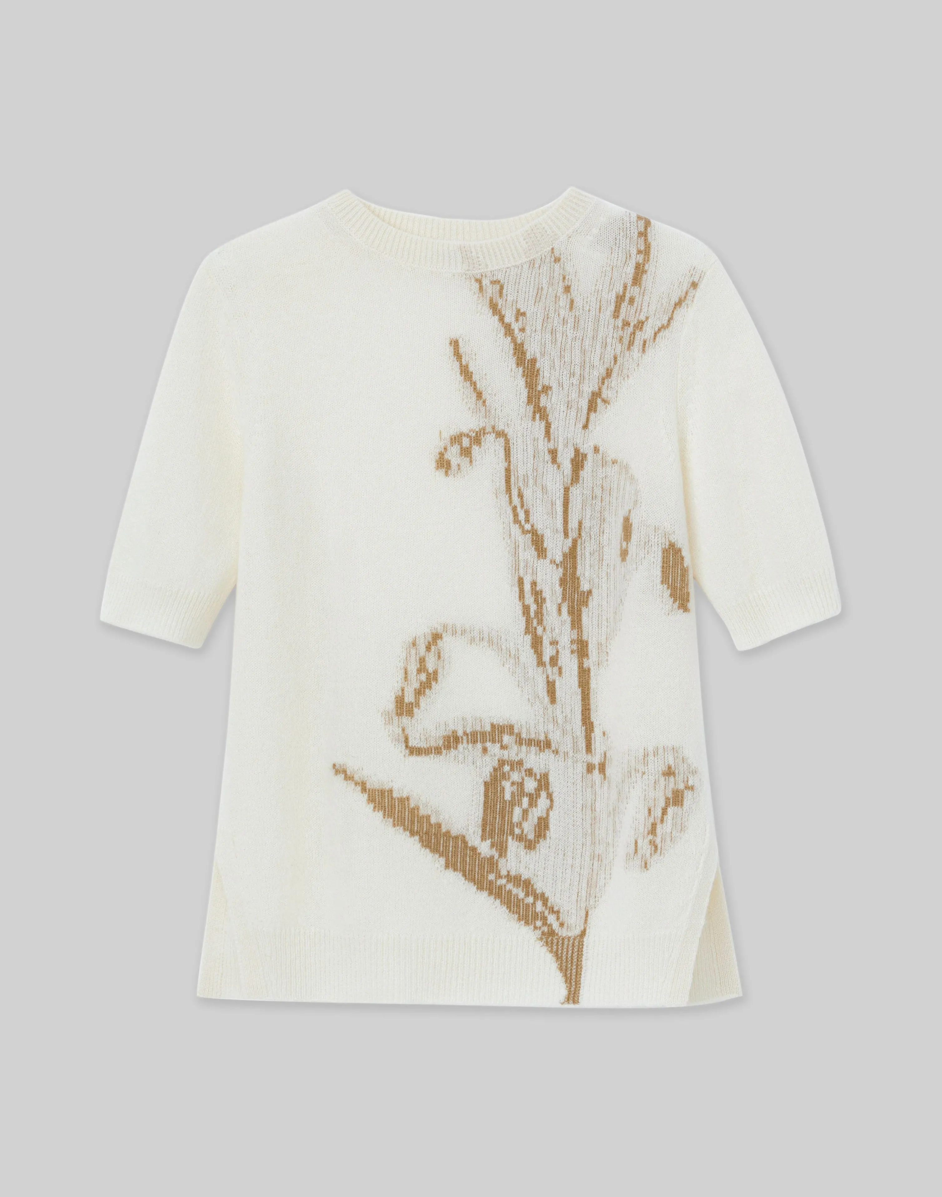 Eco Flora Jacquard Cashmere Crewneck Sweater