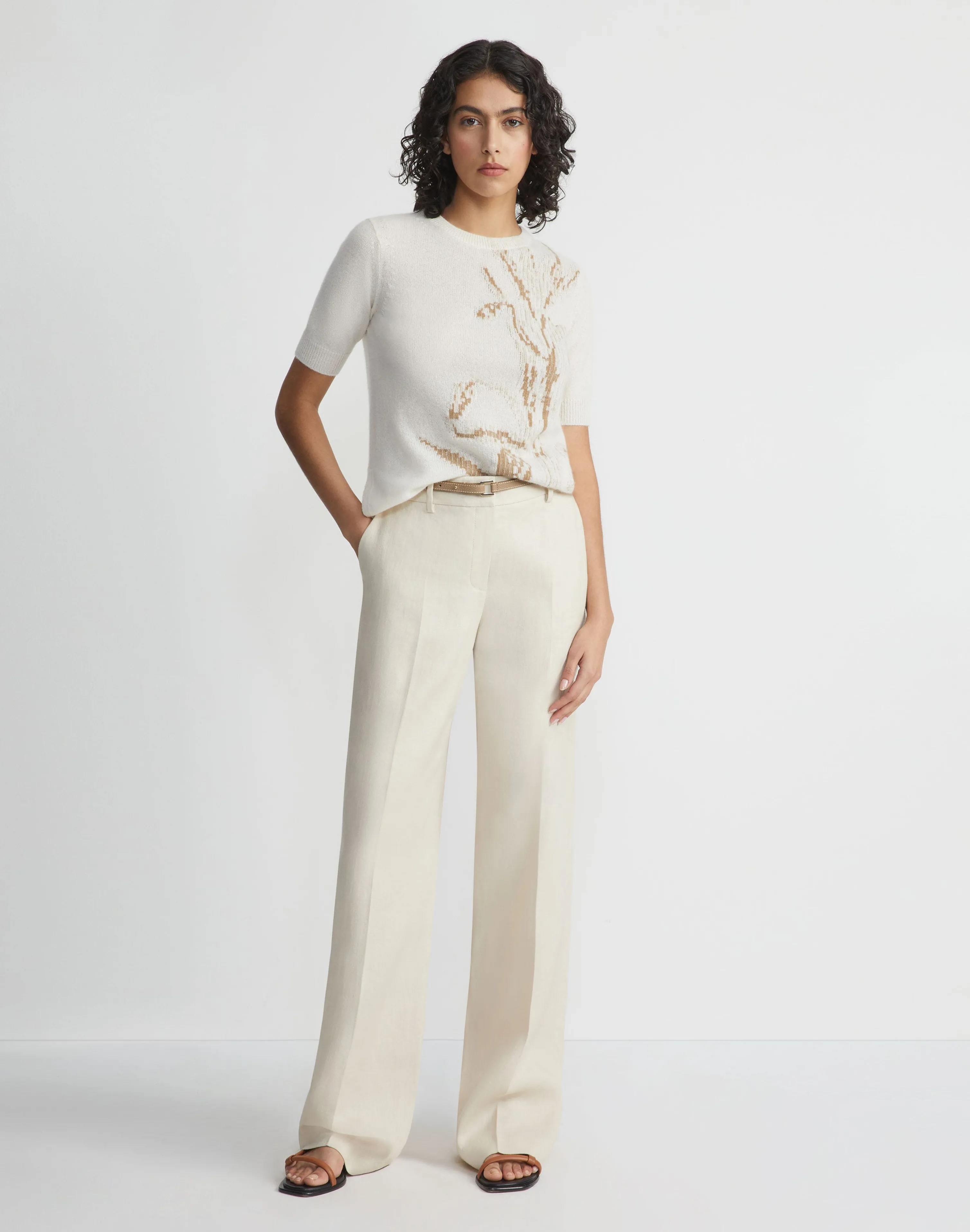 Eco Flora Jacquard Cashmere Crewneck Sweater