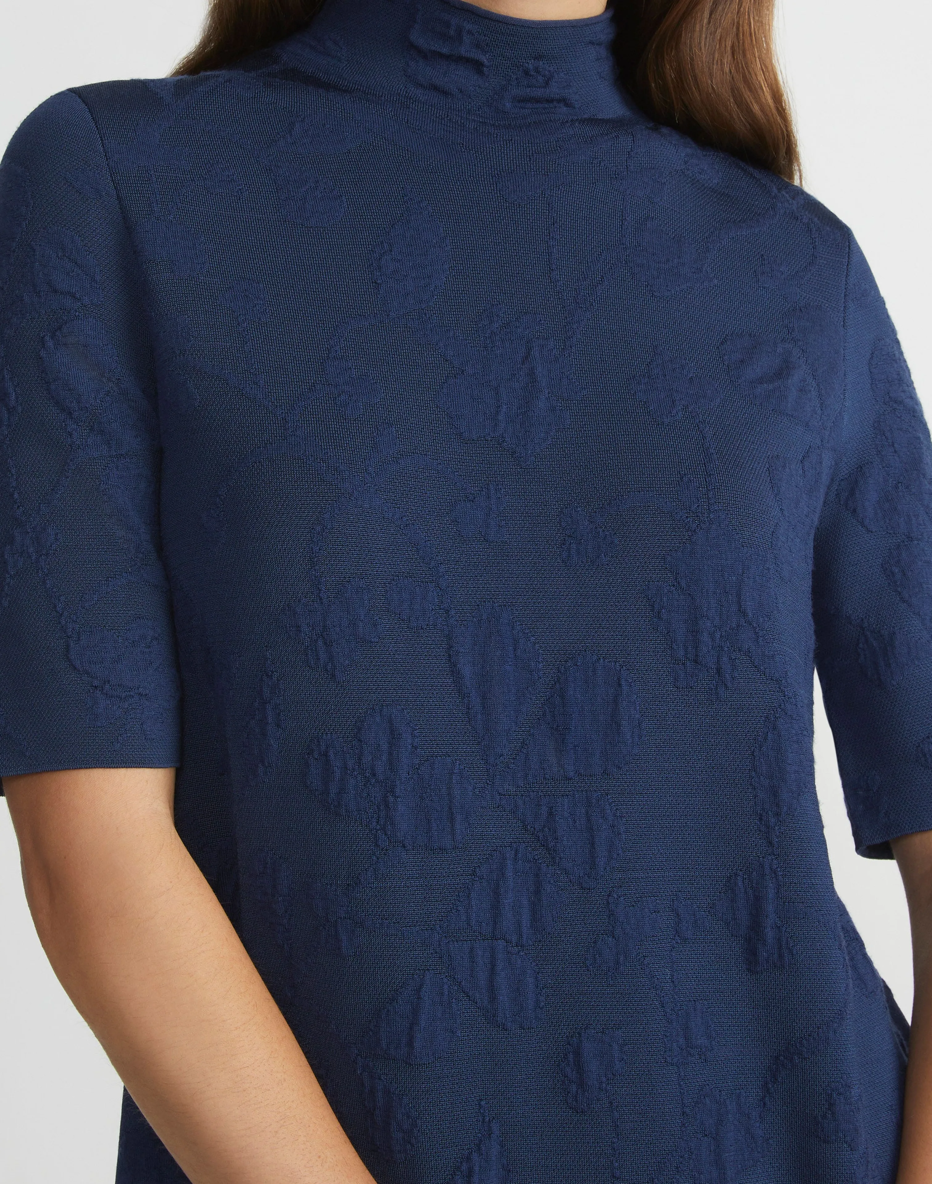 Flora Jacquard Responsible Fine Gauge Merino-Viscose Sweater Dress