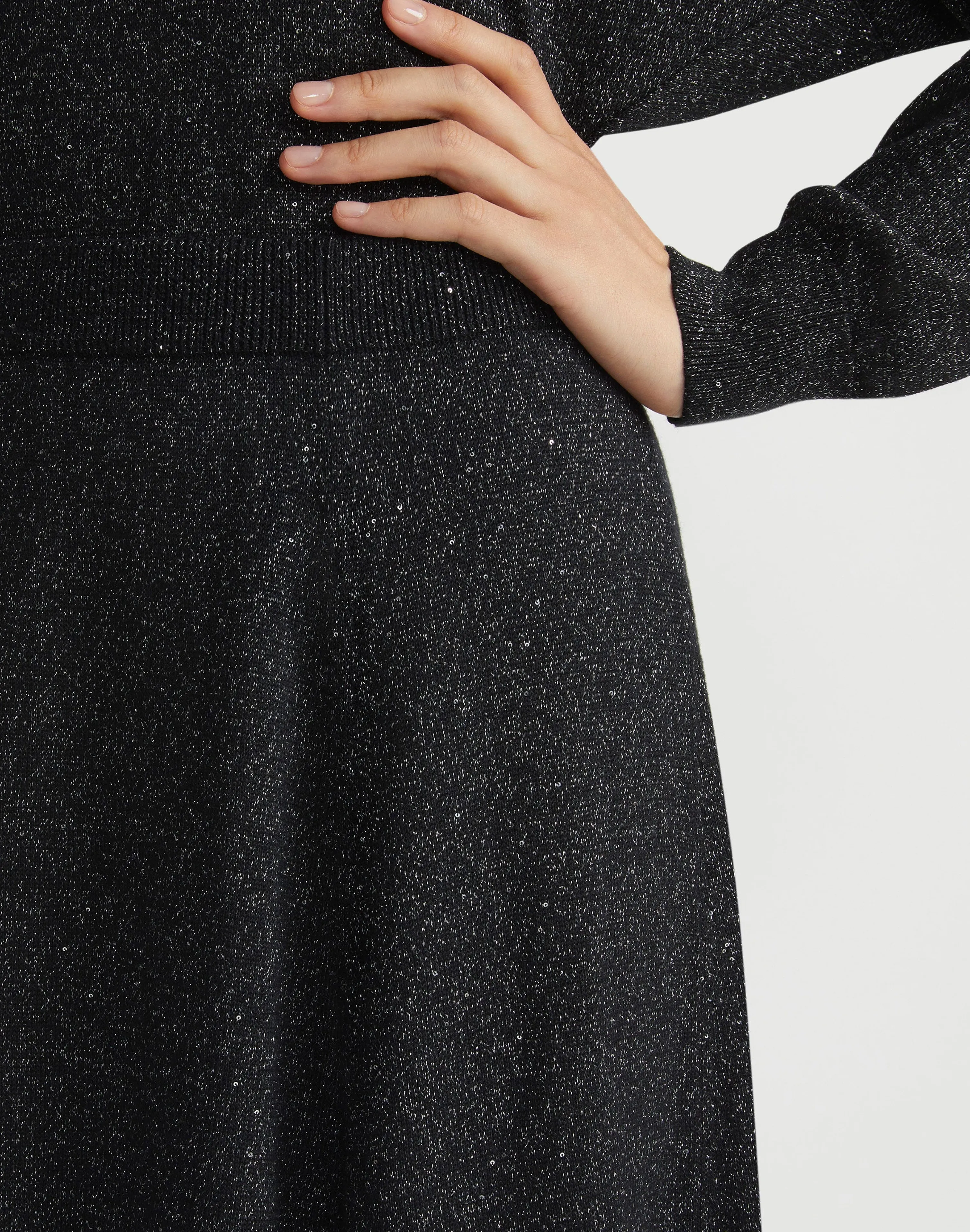 Merino Wool-Silk Sequin Knit Skirt