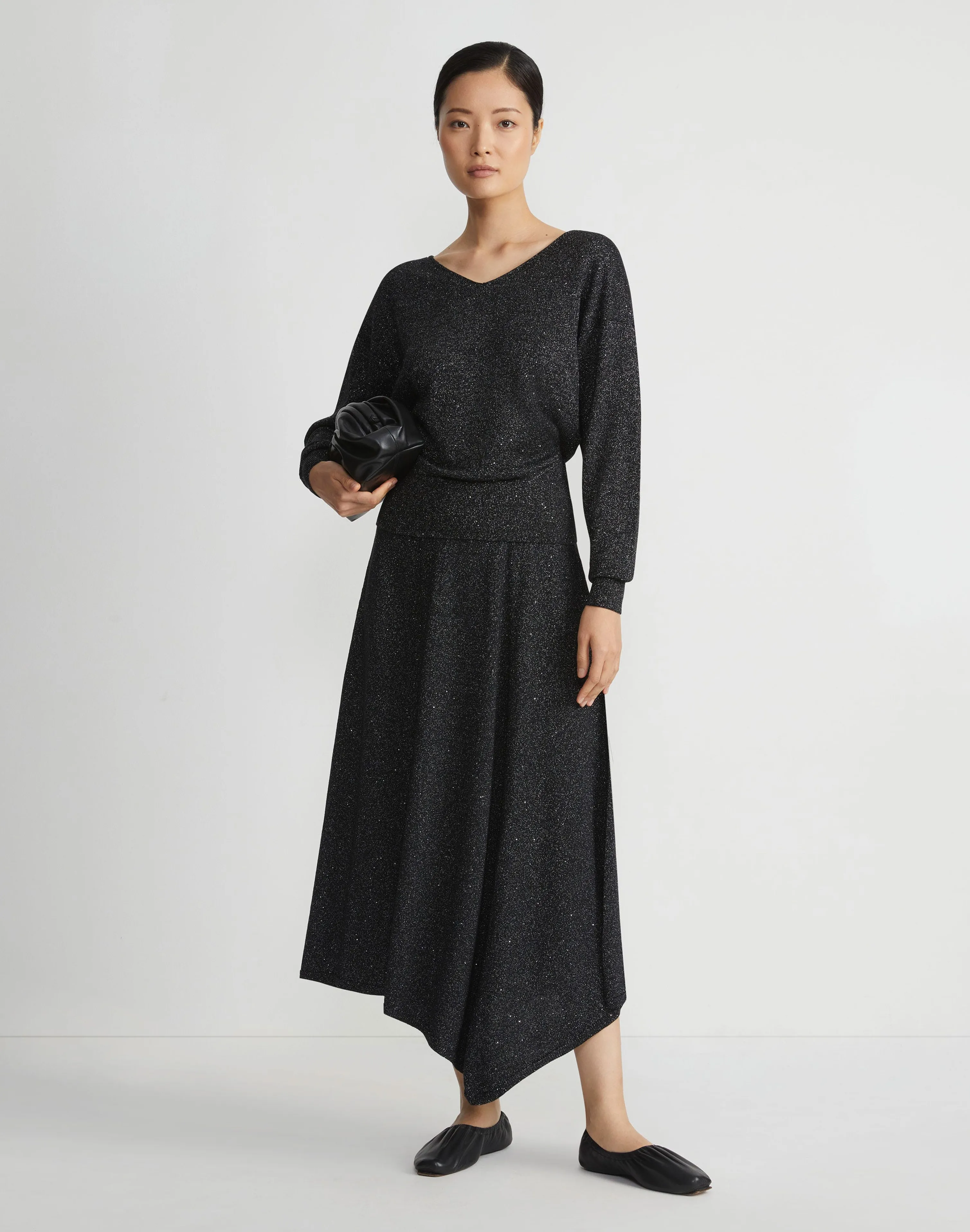 Merino Wool-Silk Sequin Knit Skirt