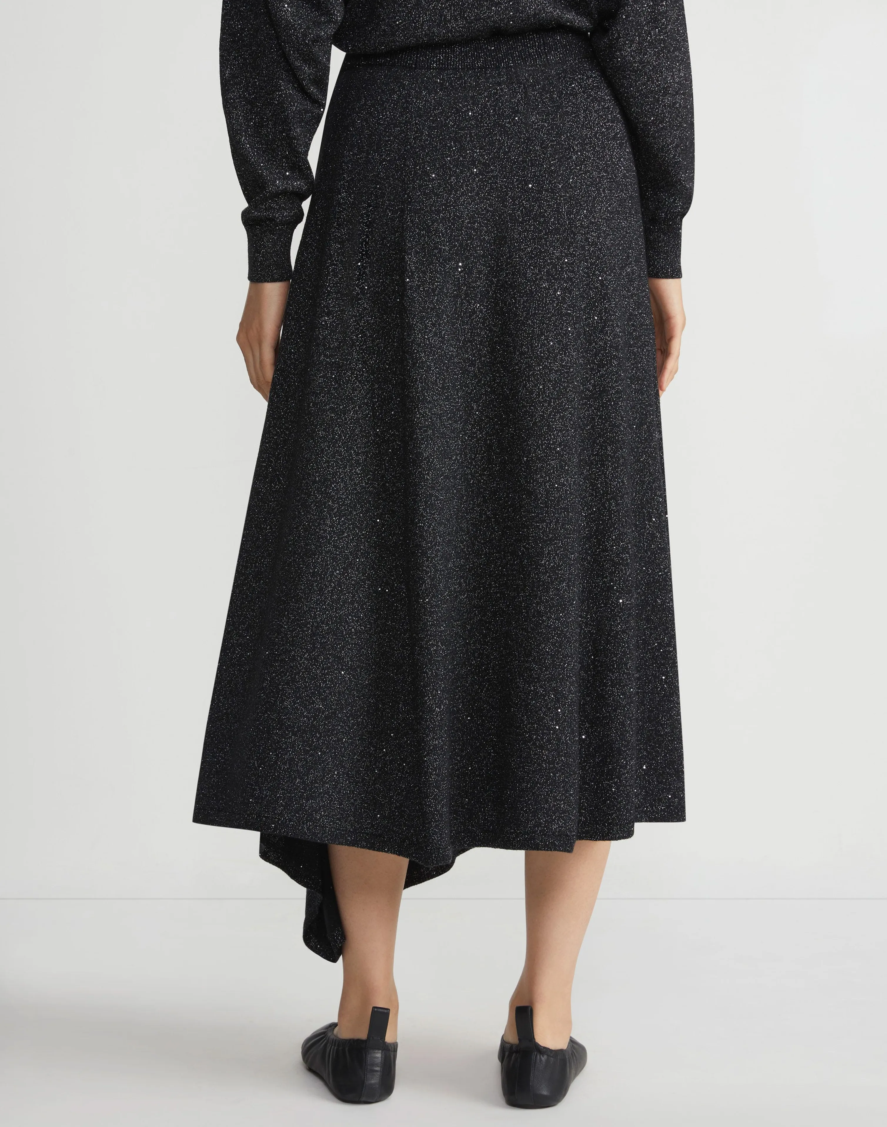 Merino Wool-Silk Sequin Knit Skirt