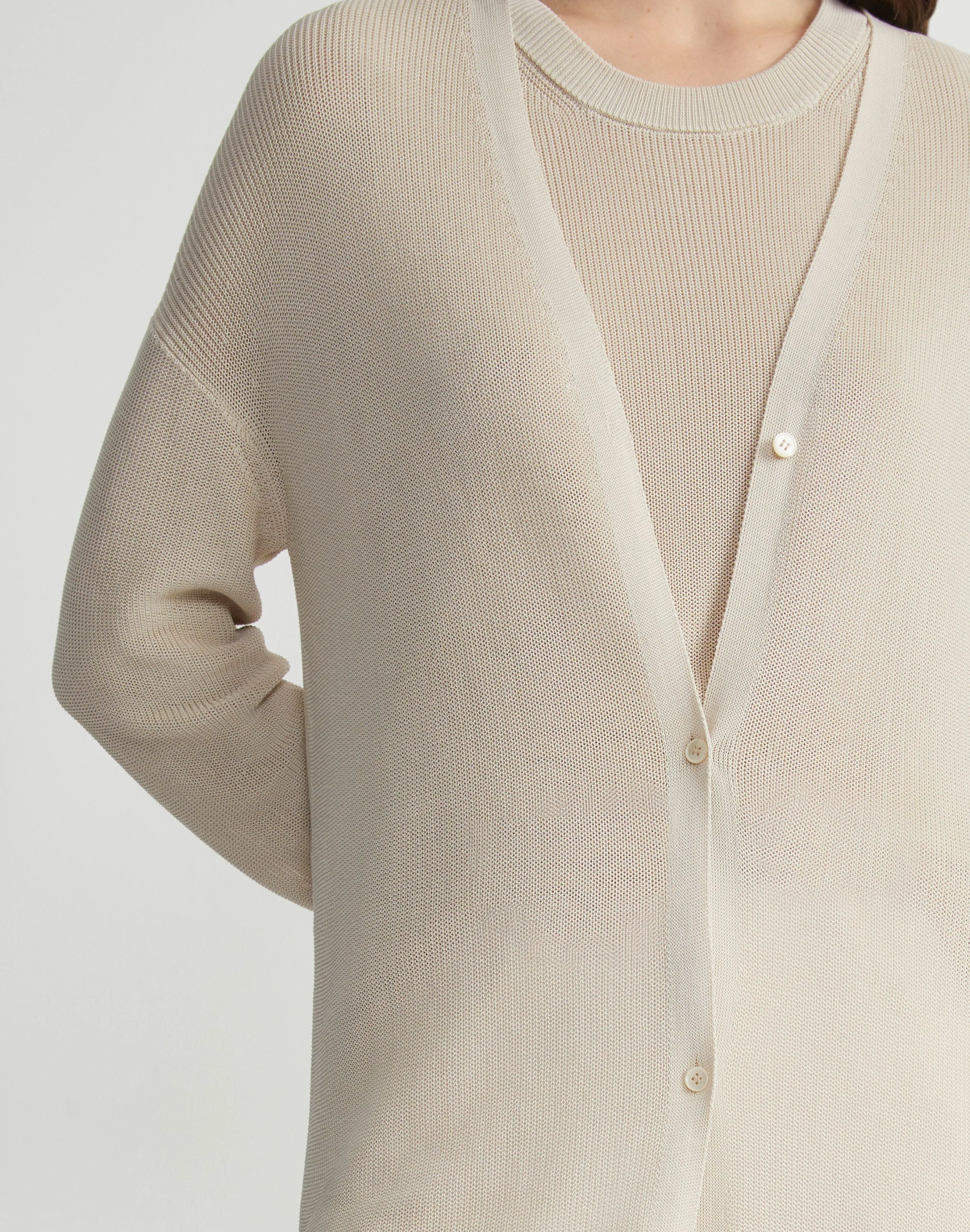 Mercerized Cotton Ribbed Duster Cardigan