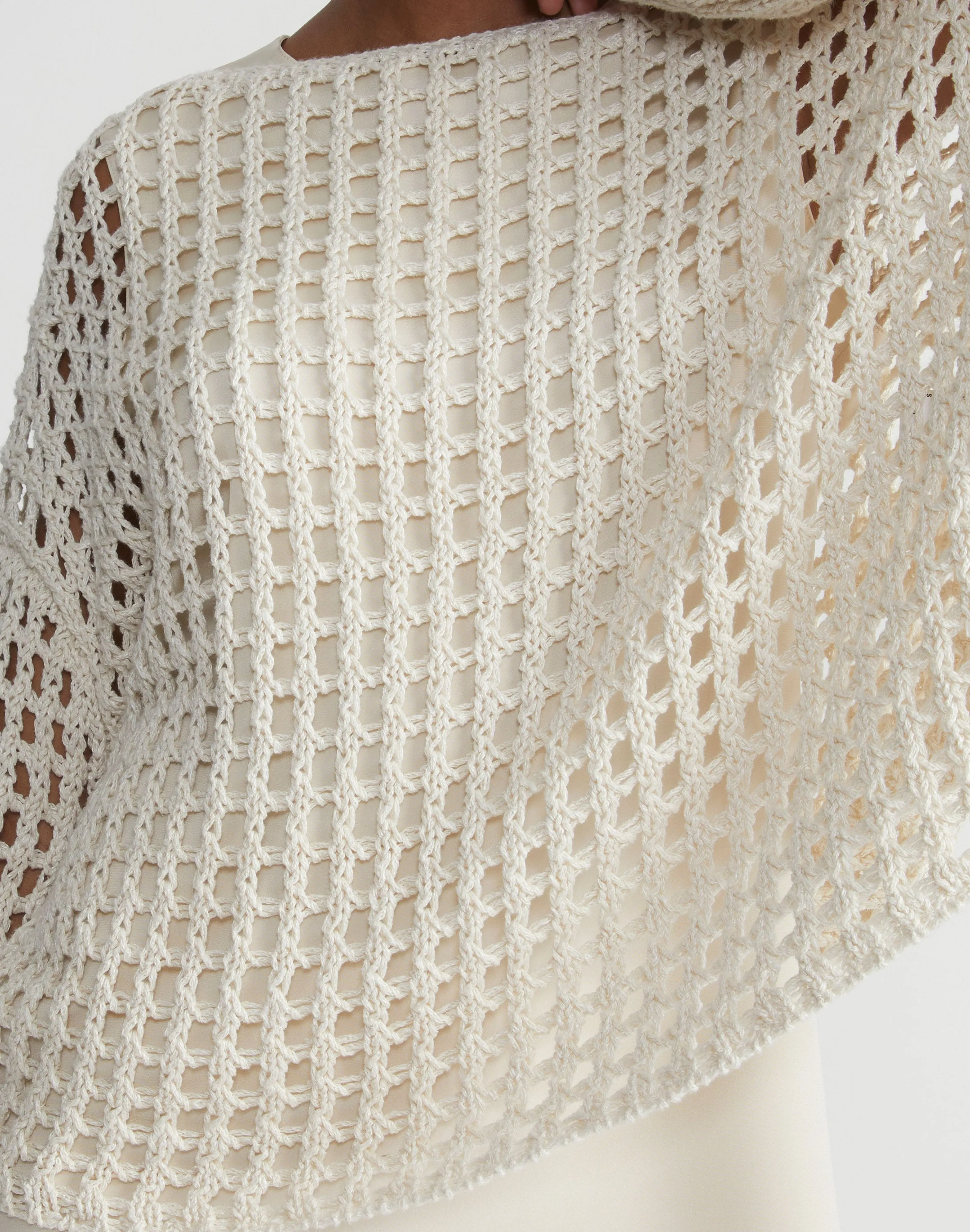 Sustainable Linen-Silk Chainette Net Stitch Sweater