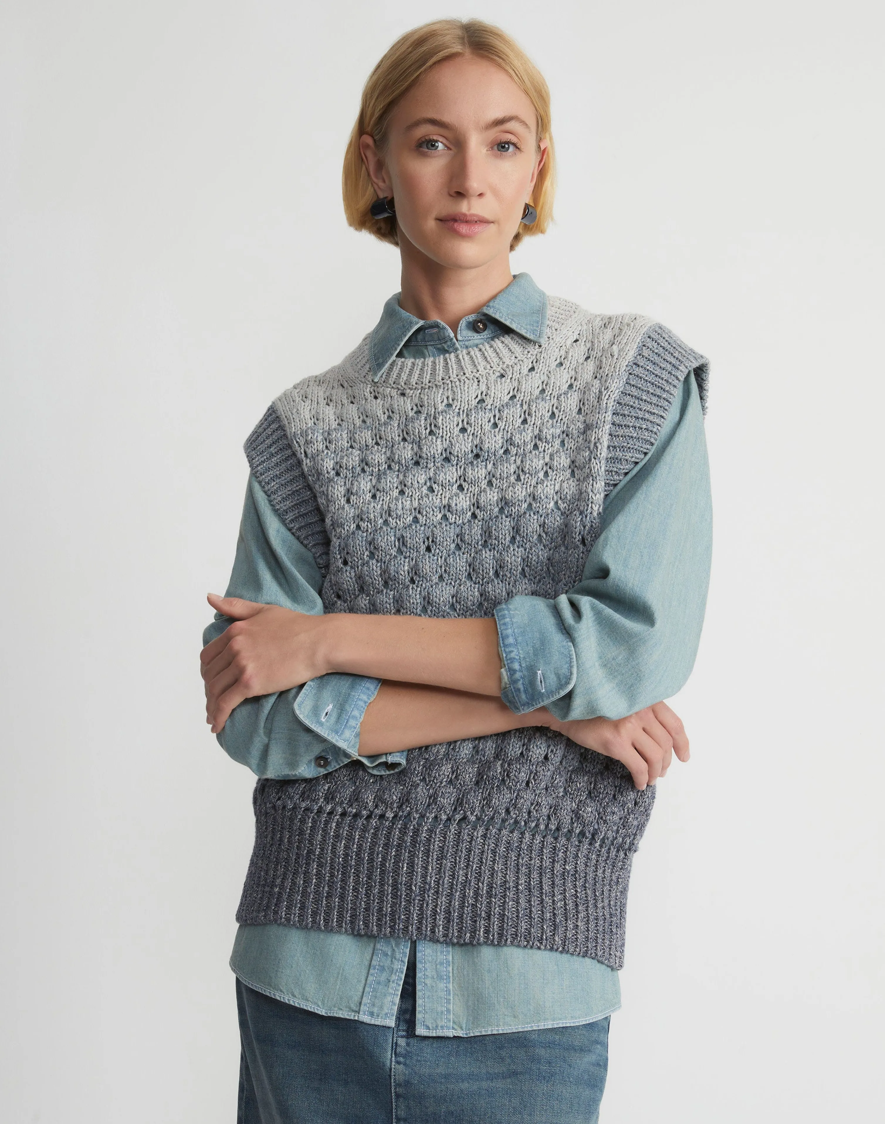 Denim Yarn Sweater Vest