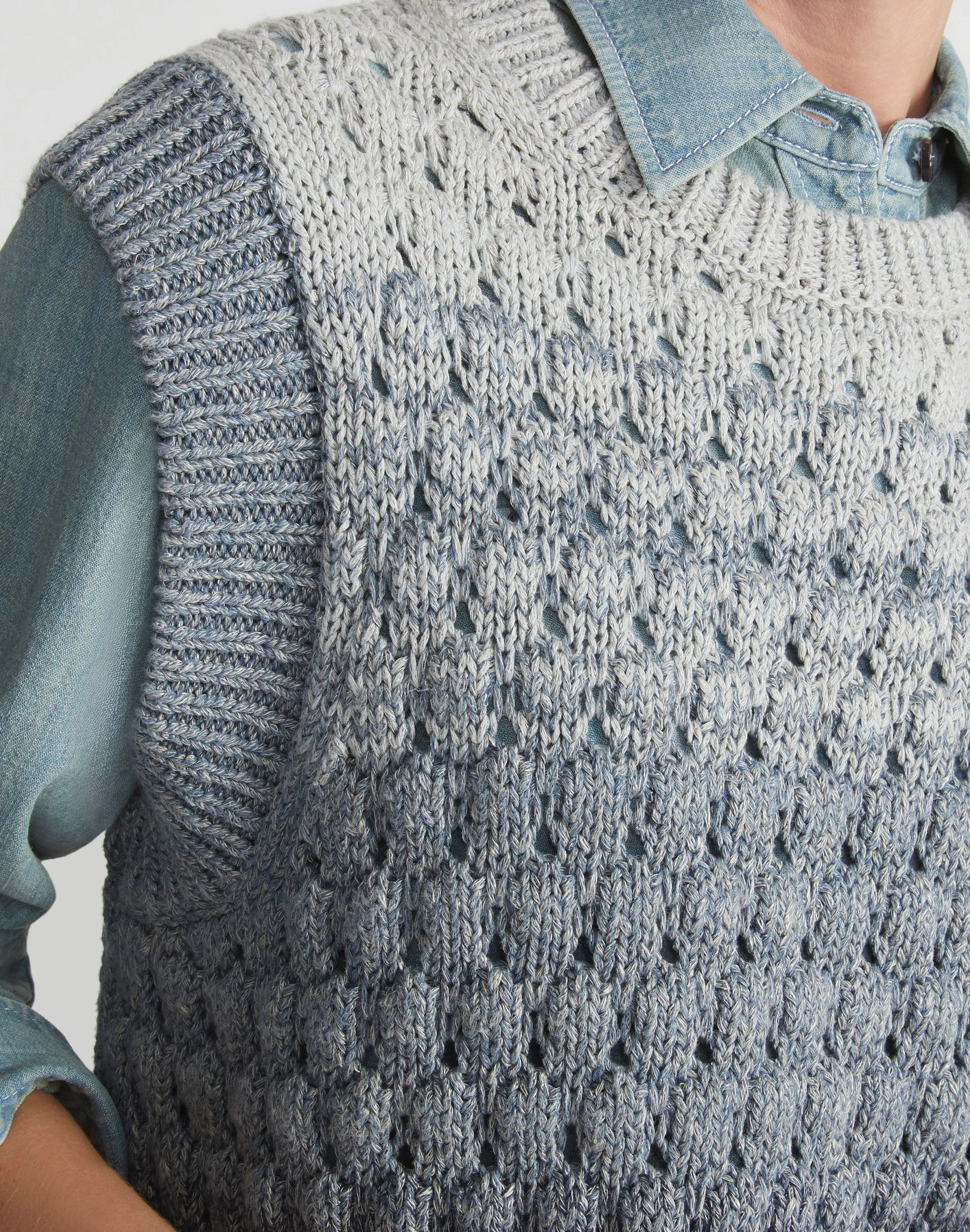 Denim Yarn Sweater Vest